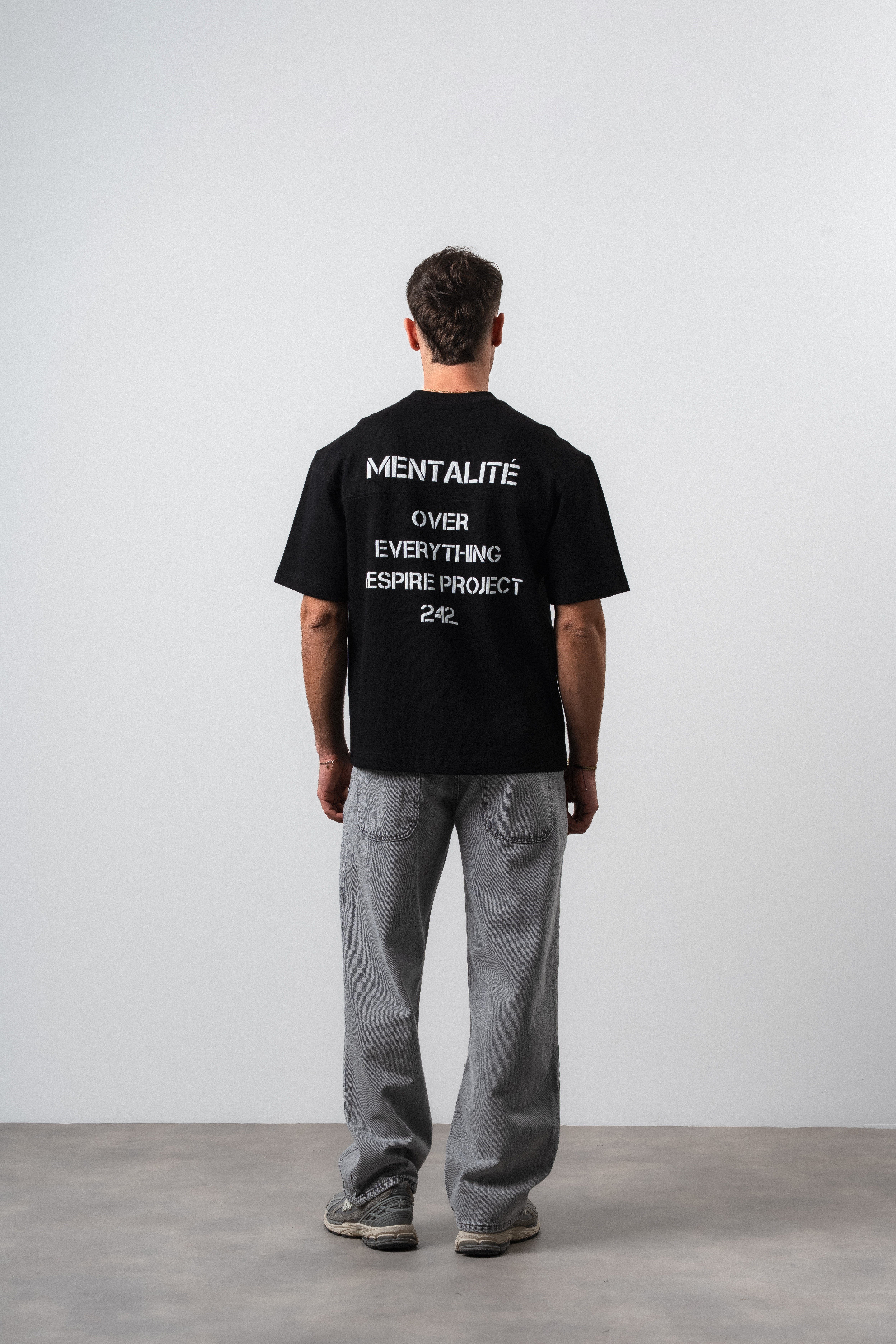 Erkek Mentalite Baskılı Regular Fit T-Shirt Siyah