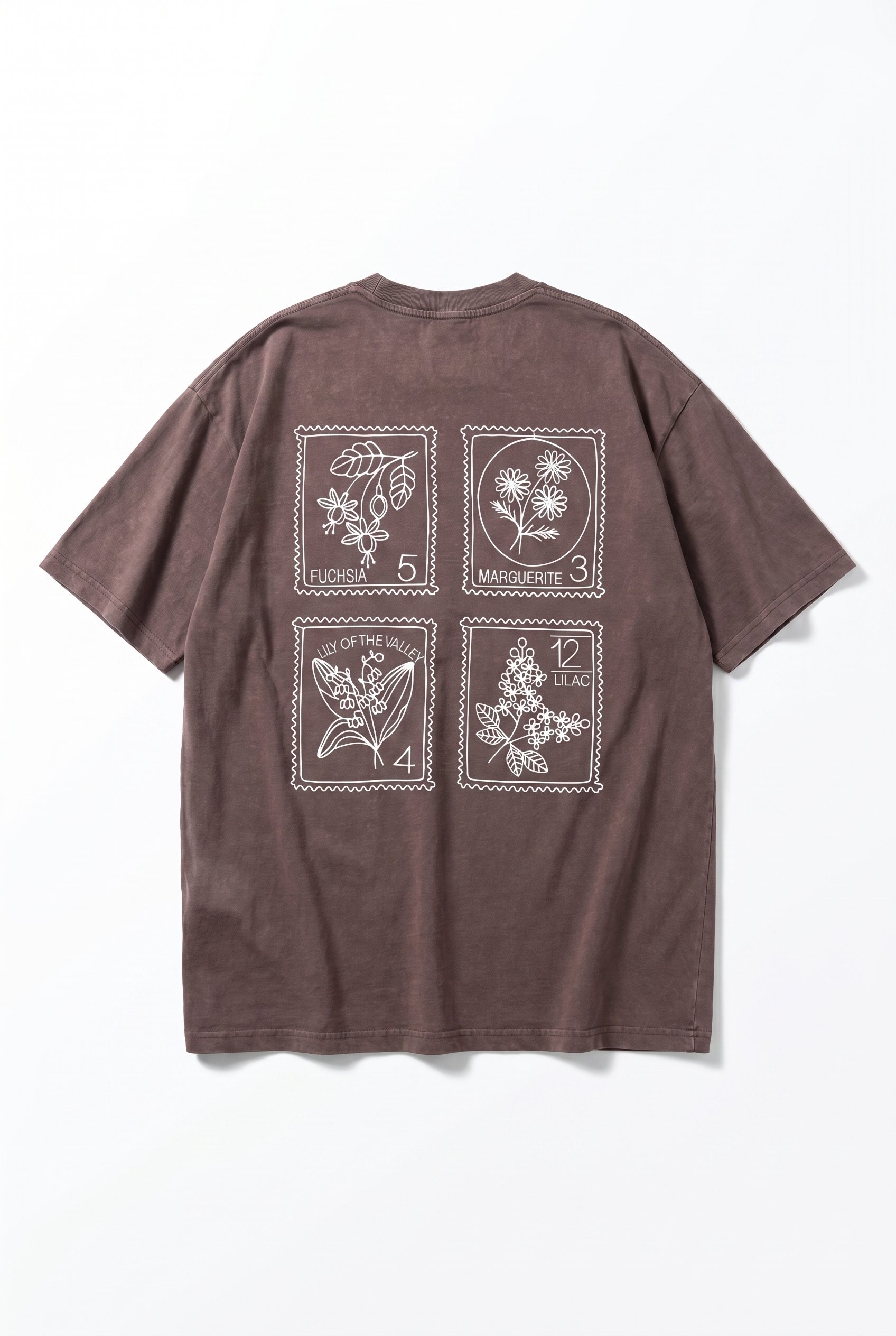 Erkek Nakışlı Oversize T-Shirt Kahve