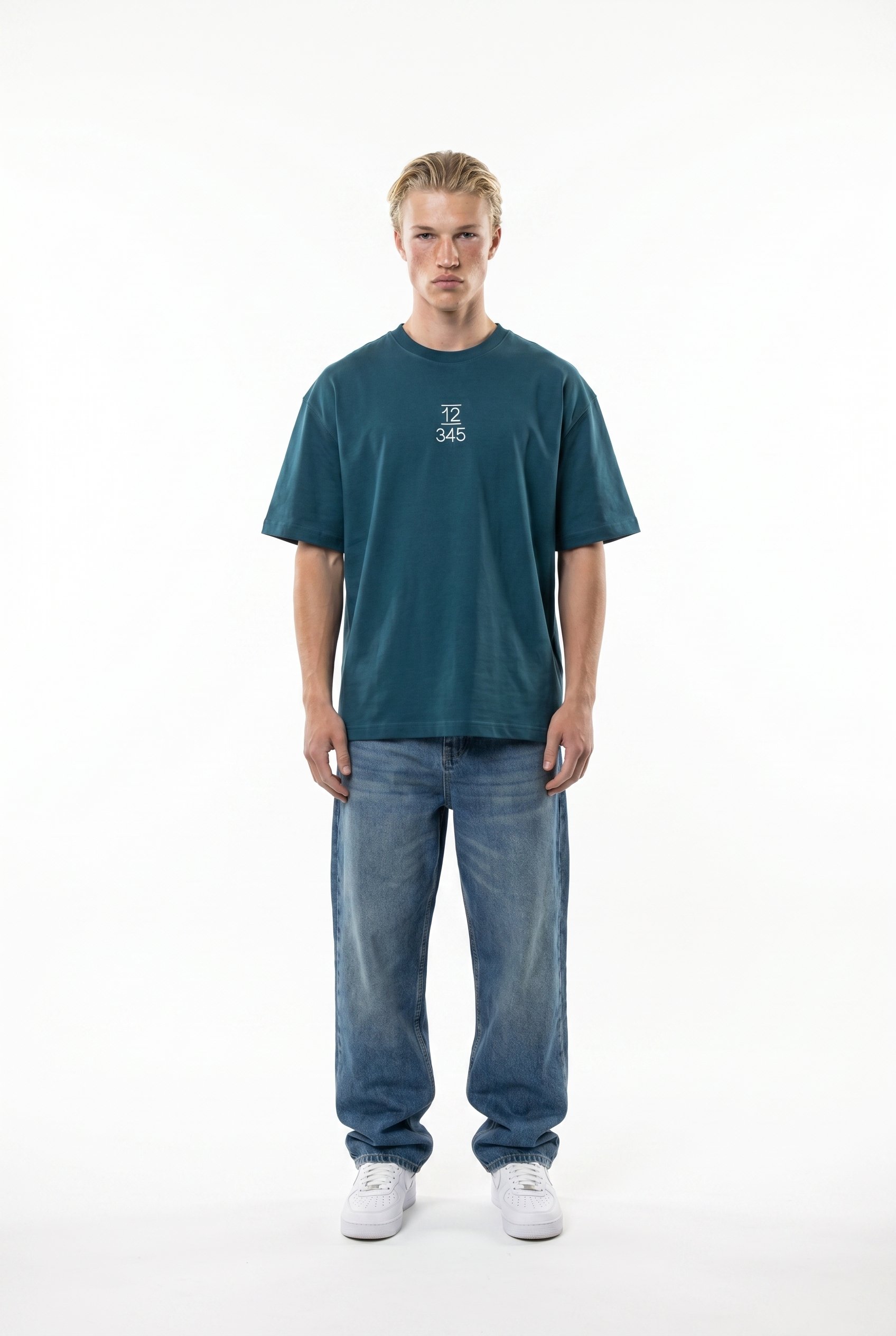 Erkek Nakışlı Oversize T-Shirt Zümrüt