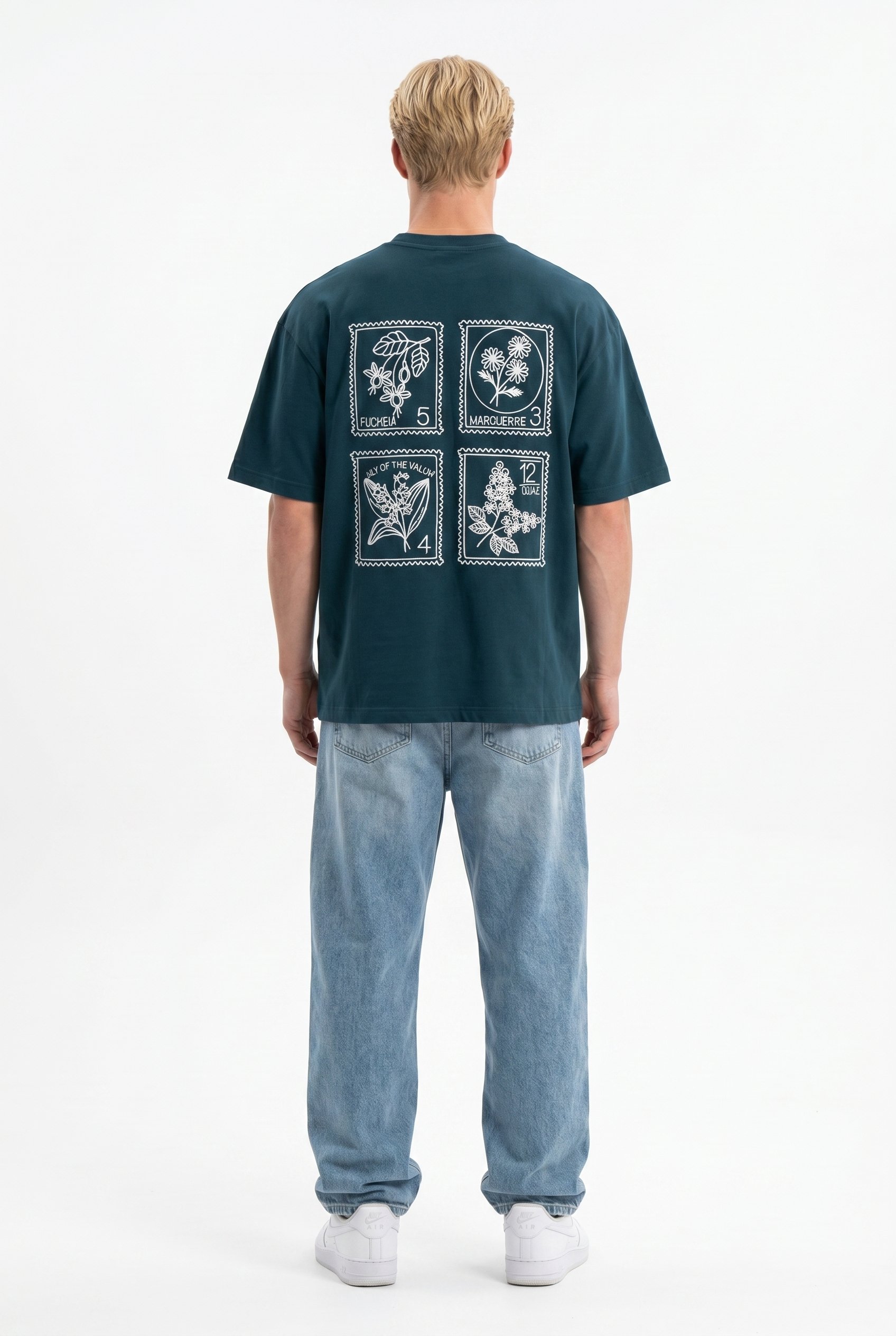 Erkek Nakışlı Oversize T-Shirt Zümrüt
