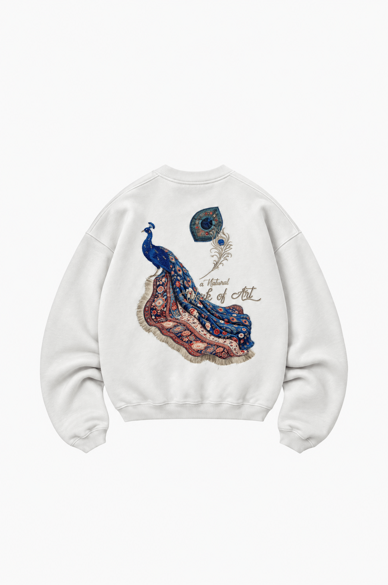 Erkek Natural Patch Detaylı Oversize Sweatshirt Ekru