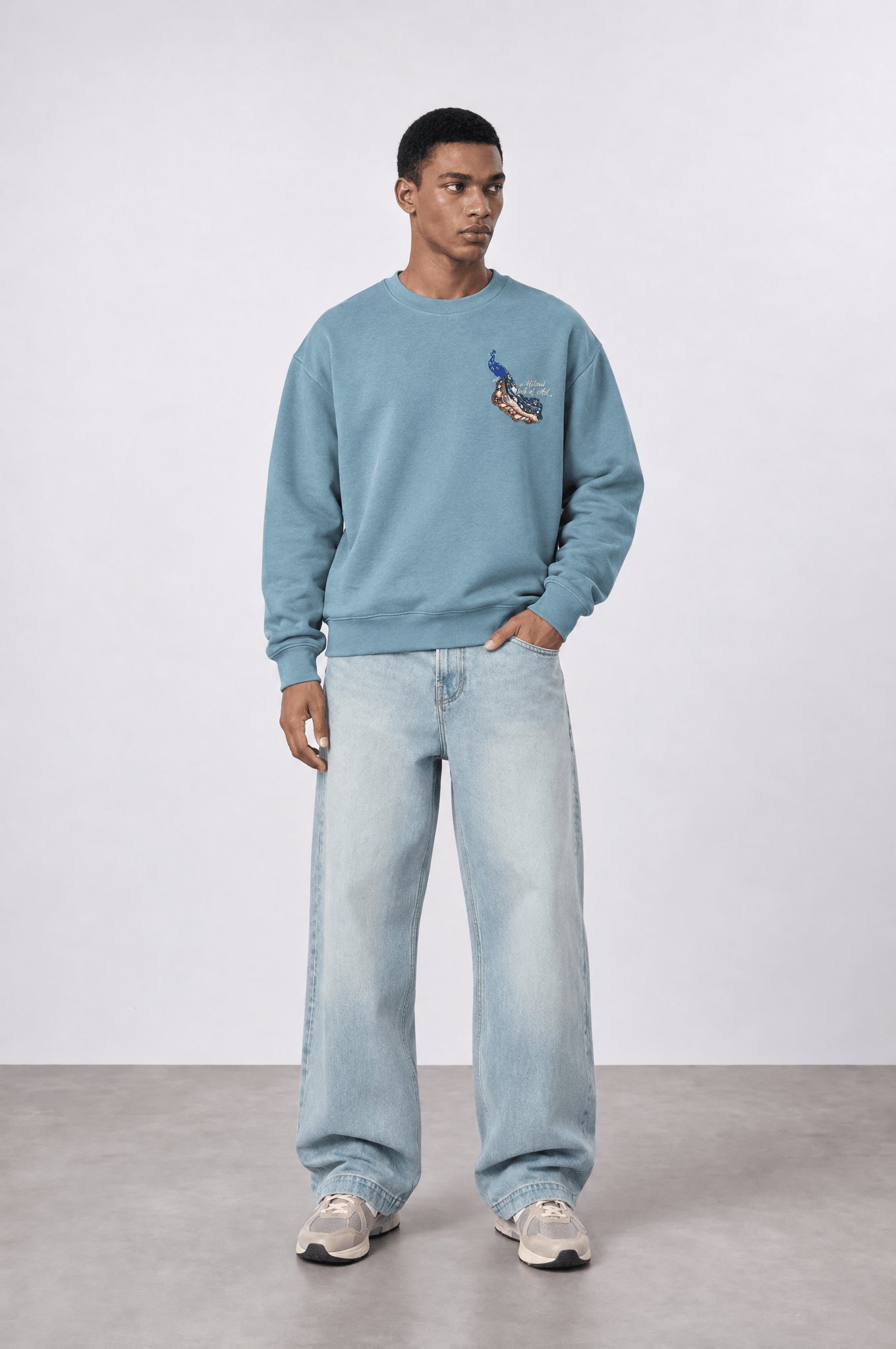 Erkek Natural Patch Detaylı Oversize Sweatshirt Prada
