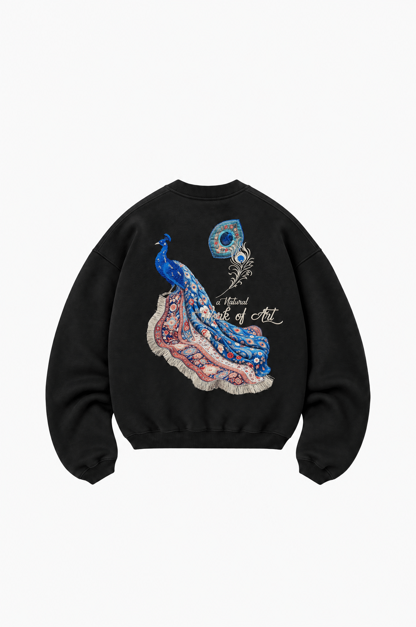 Erkek Natural Patch Detaylı Oversize Sweatshirt Siyah