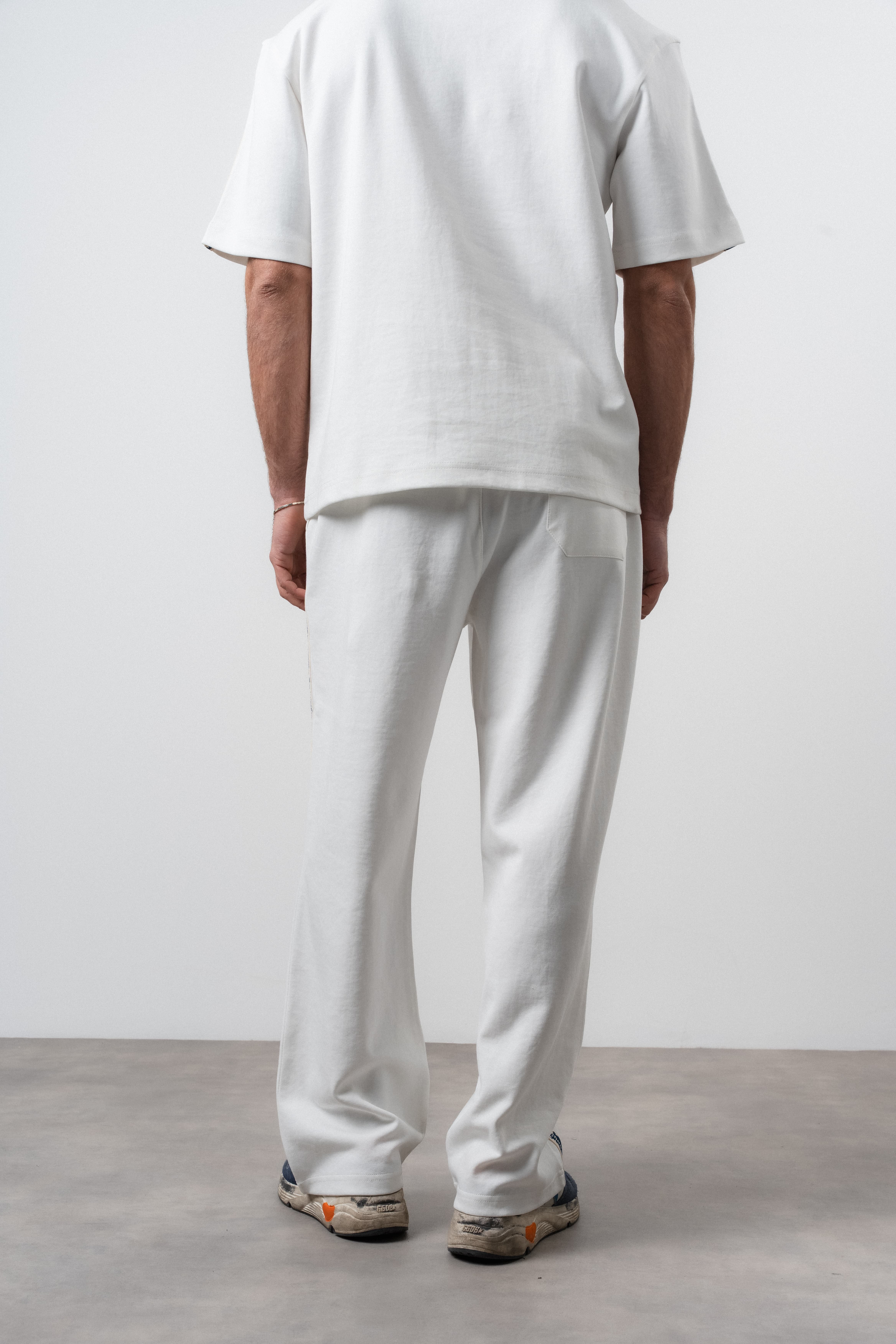 Erkek No1 Şerit Detaylı Baggy Eşofman Altı Ekru