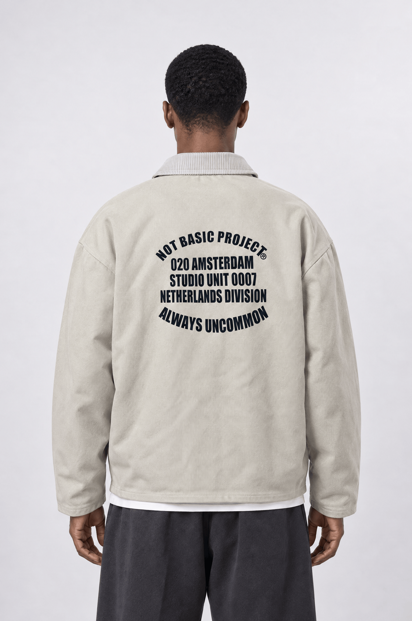 Erkek Not Basic Project Baskılı Oversize Ceket Bej