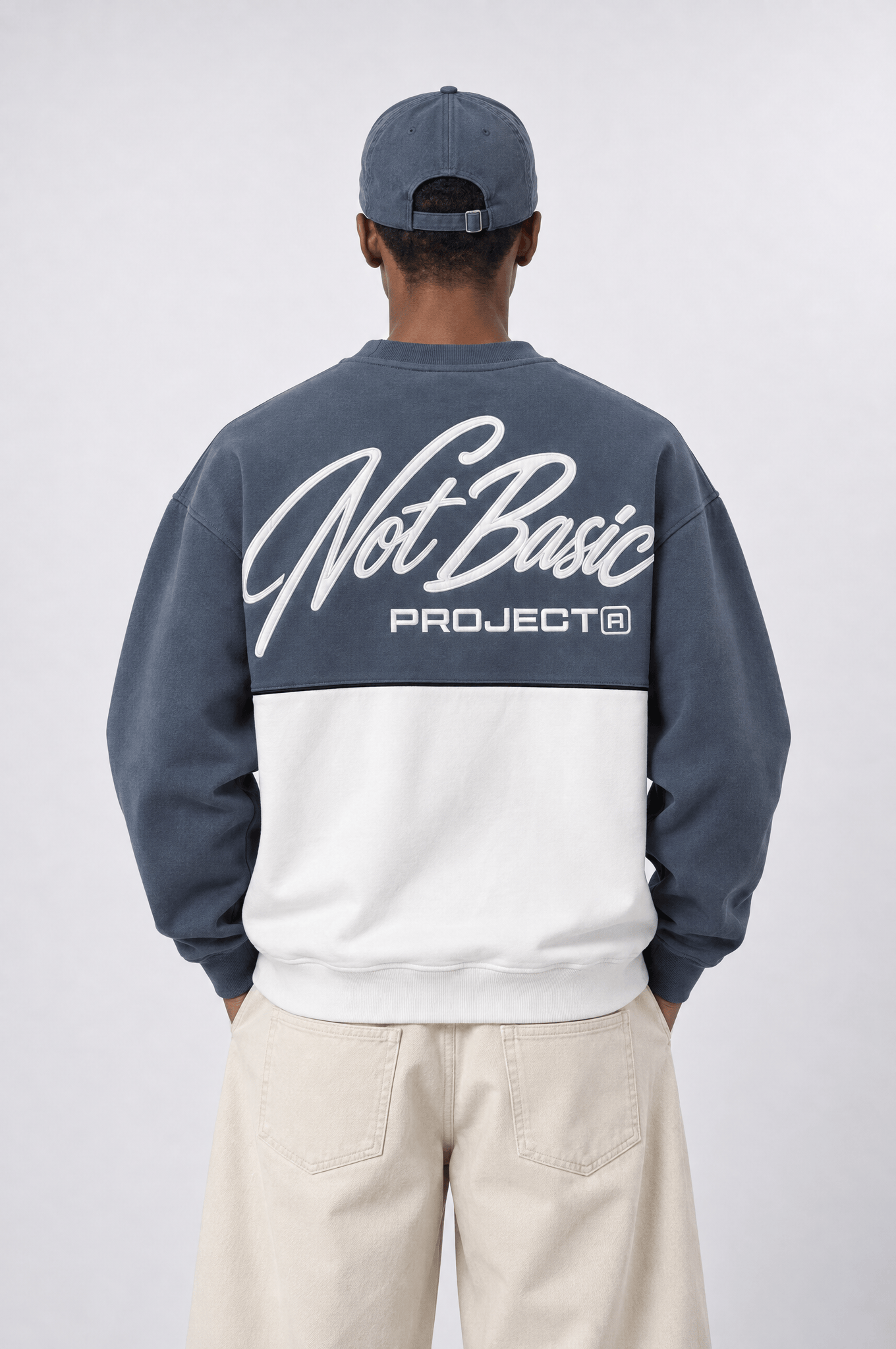 Erkek Not Basic Project Nakışlı Oversize Sweatshirt Füme