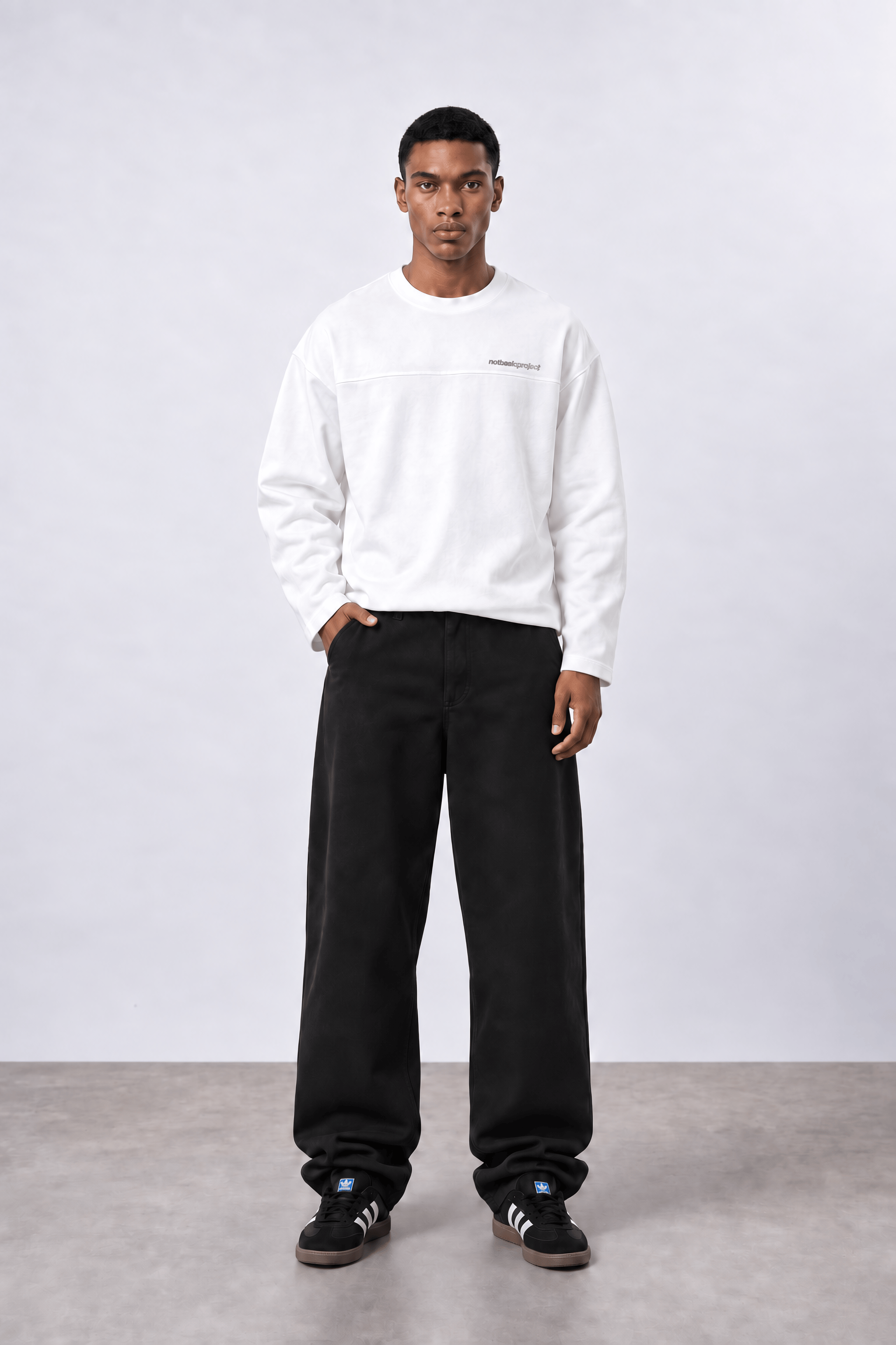 Erkek notbasicproject Oversize Long Sleeve Ekru