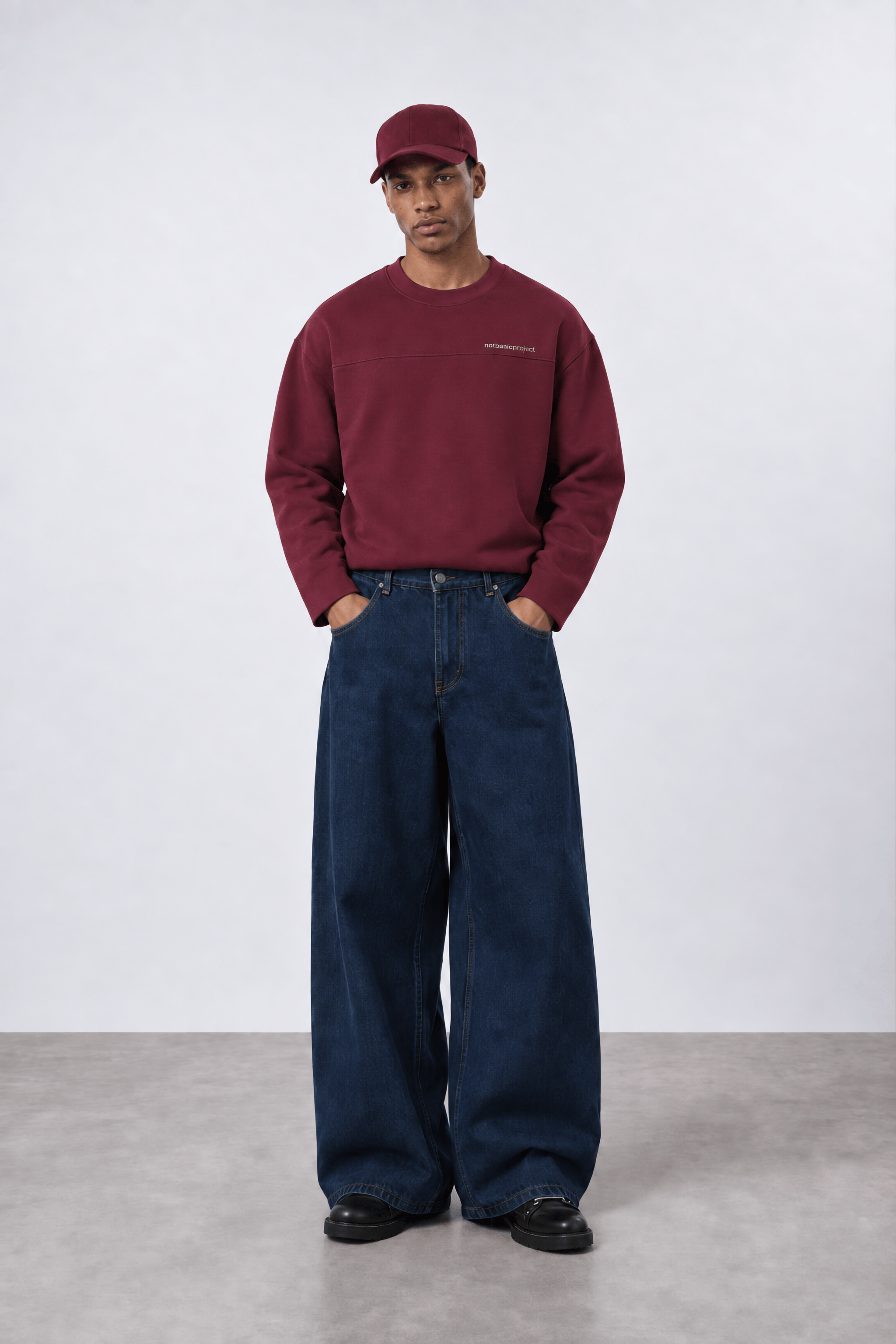 Erkek notbasicproject Oversize Long Sleeve Bordo