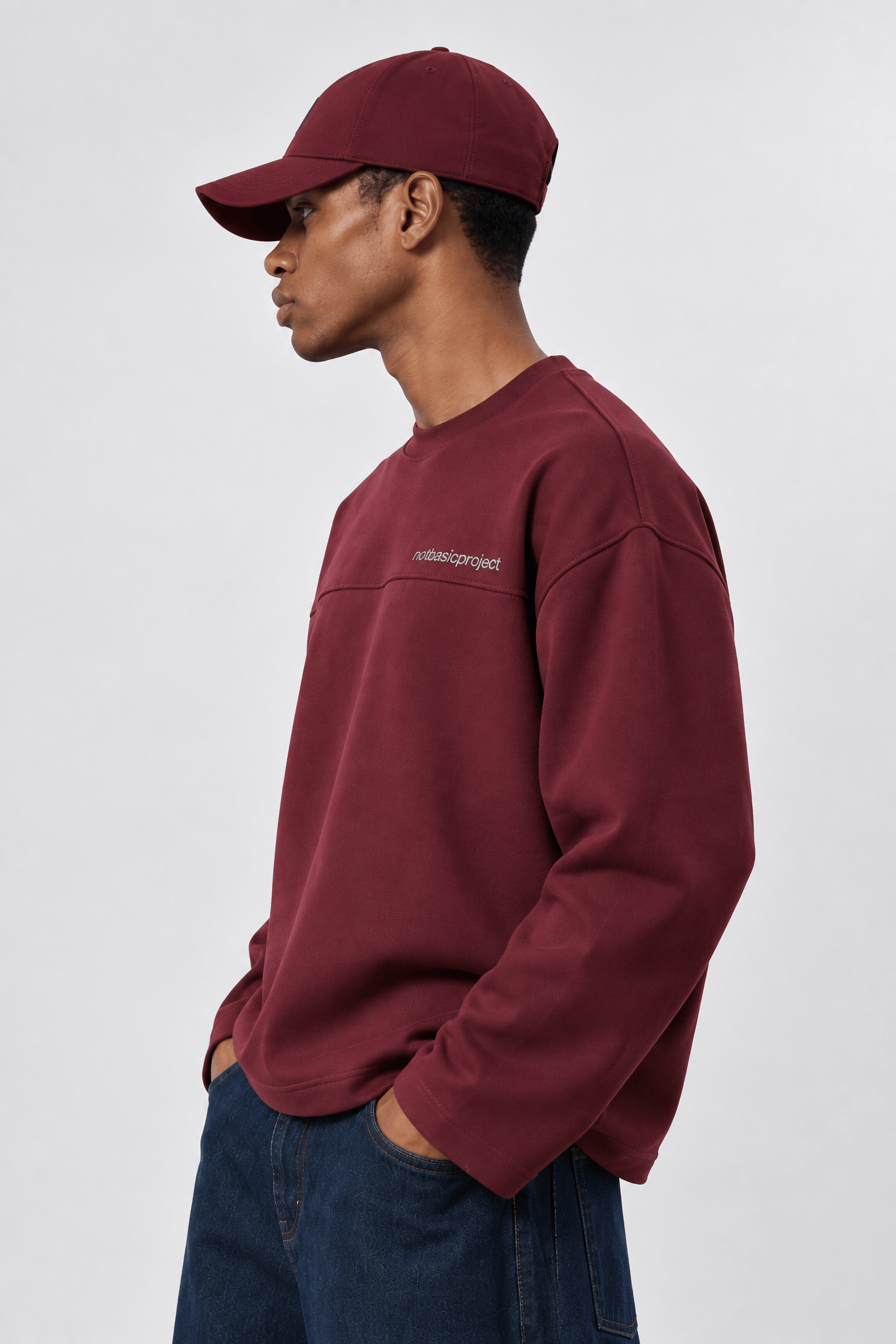 Erkek notbasicproject Oversize Long Sleeve Bordo