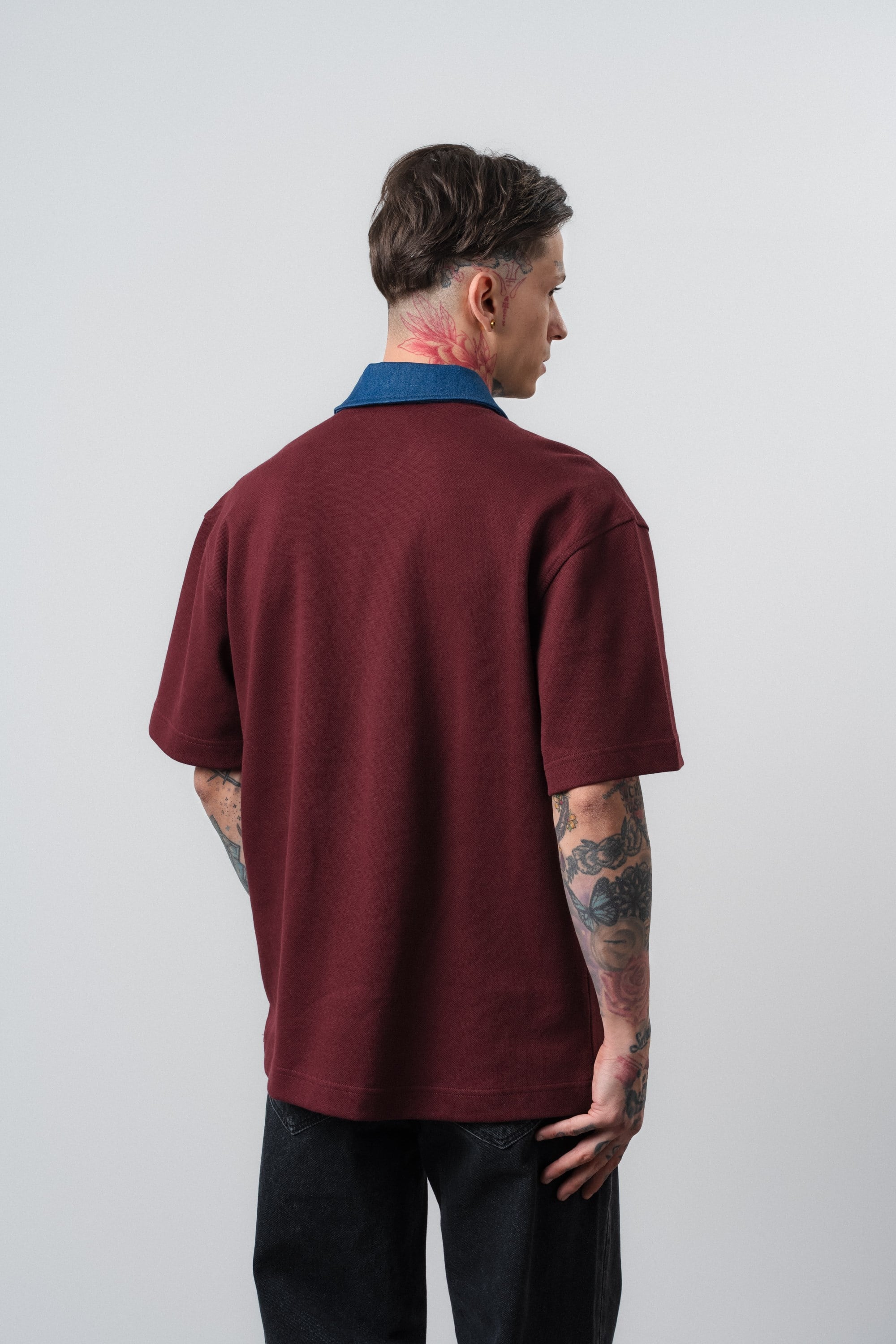 Erkek Origin Nakışlı Polo Yaka Regular Fit T-Shirt Bordo
