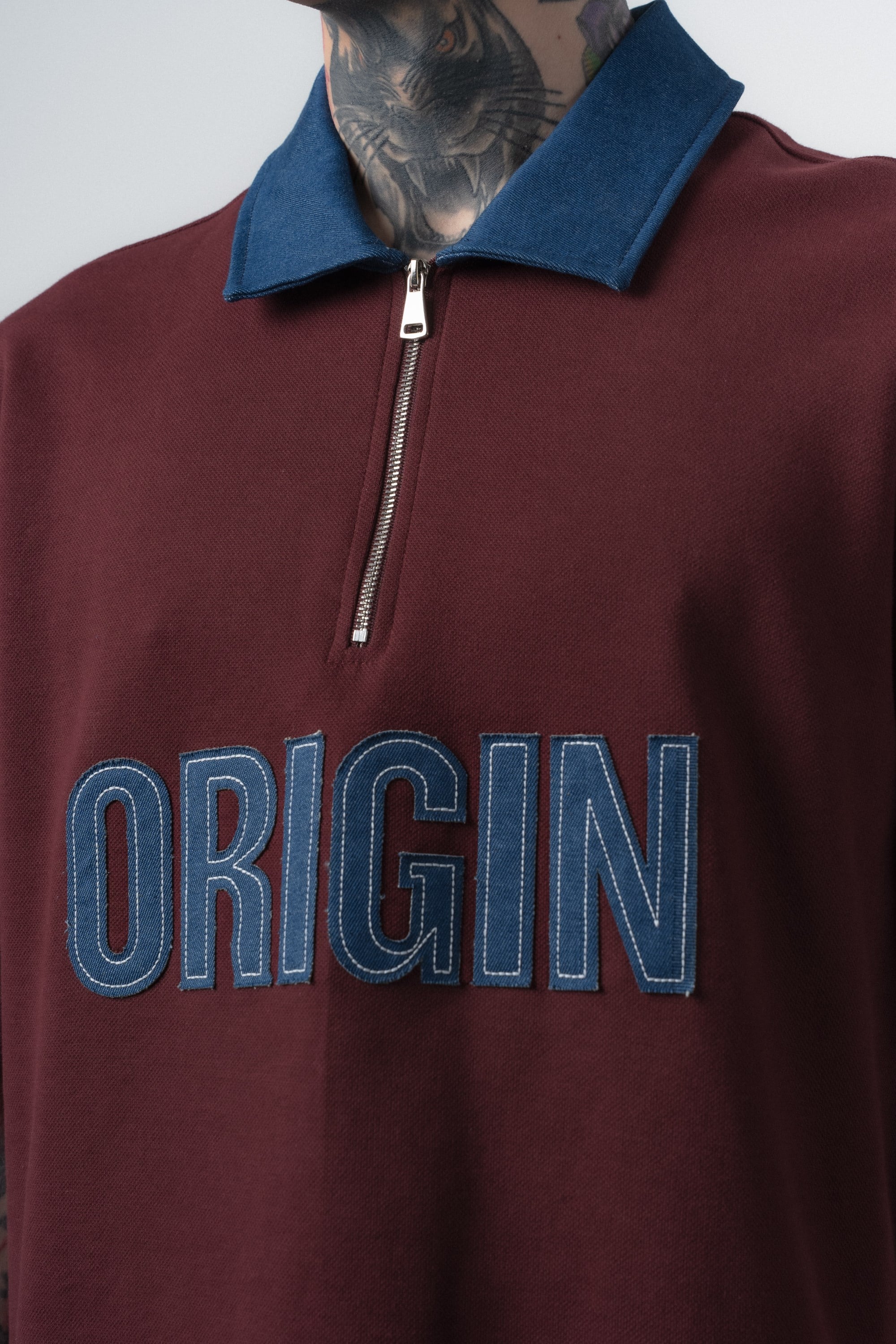 Erkek Origin Nakışlı Polo Yaka Regular Fit T-Shirt Bordo