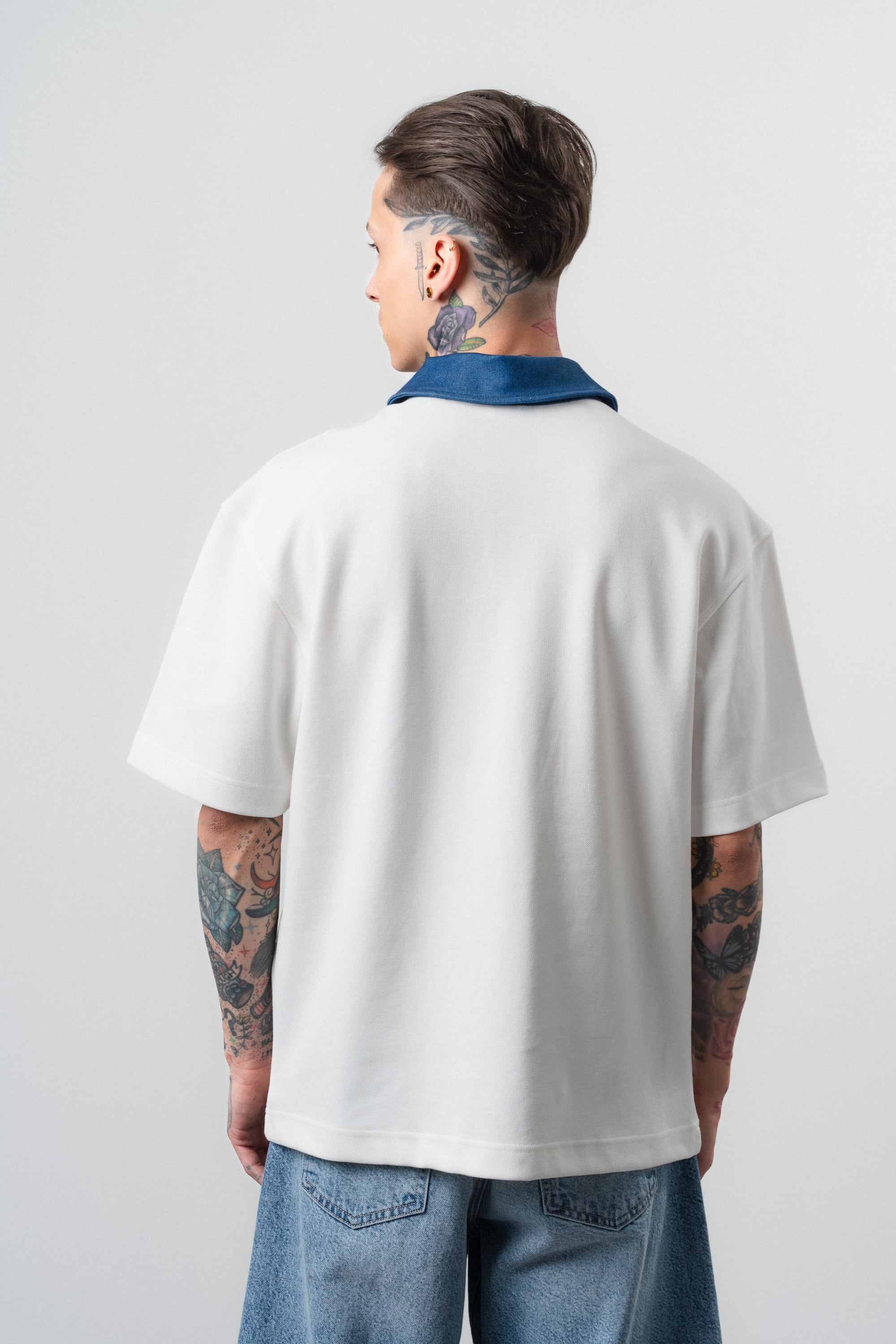 Erkek Origin Nakışlı Polo Yaka Regular Fit T-Shirt Ekru