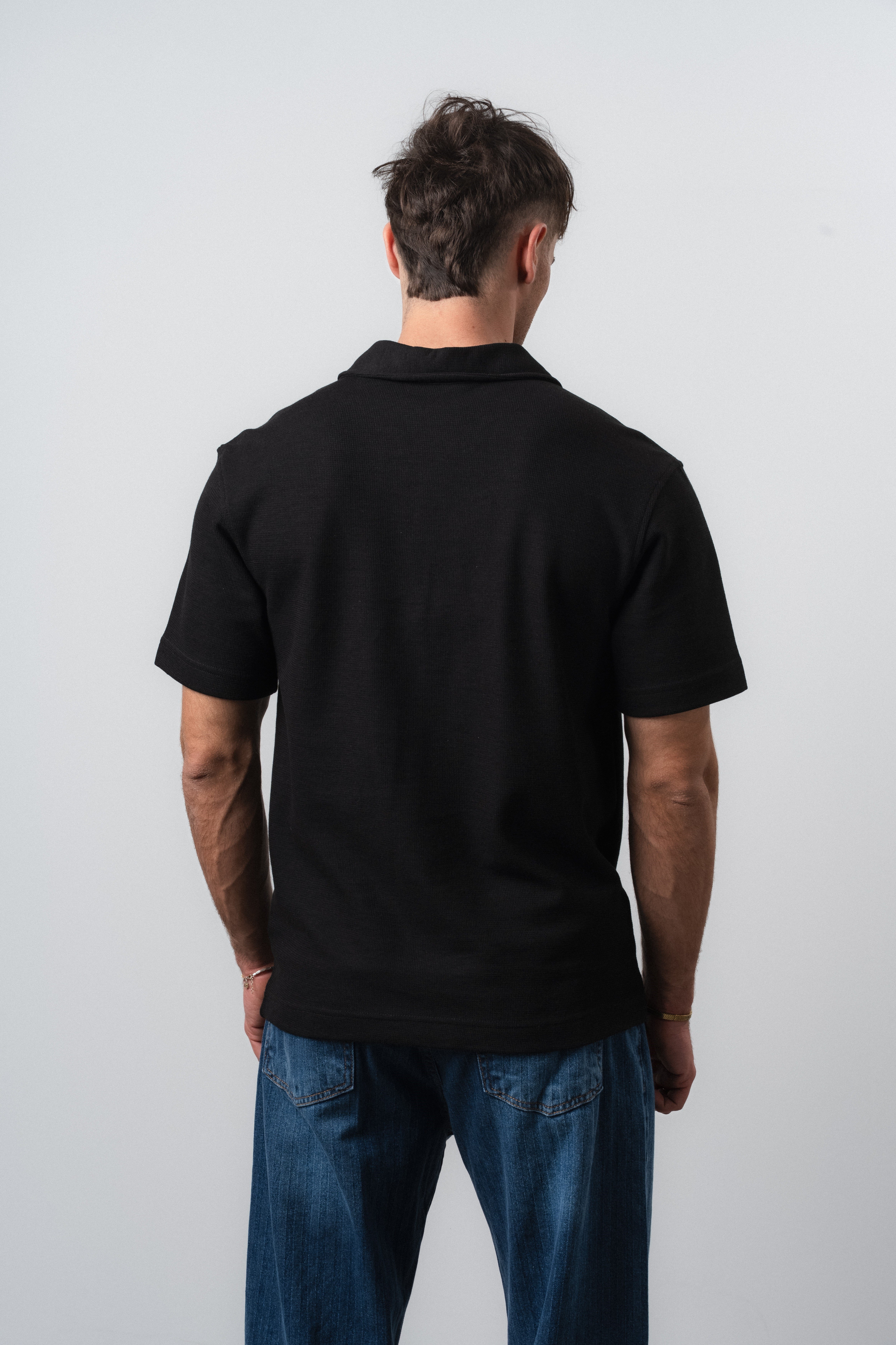Erkek Original Yazılı Regular Fit Polo Yaka T-Shirt Siyah