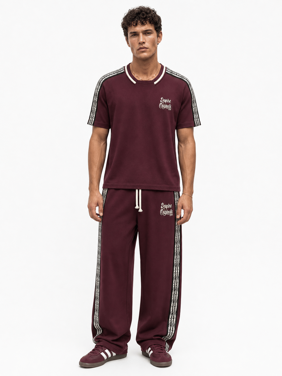 Erkek Originals Şerit Detaylı Regular Fit Eşofman Takımı Bordo