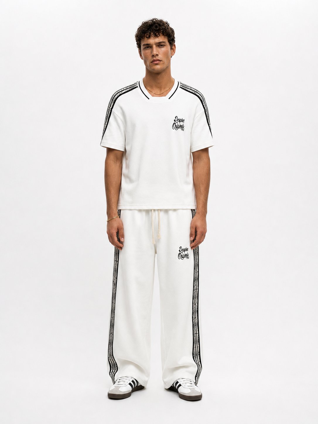 Erkek Originals Şerit Detaylı Regular Fit Eşofman Takımı Ekru