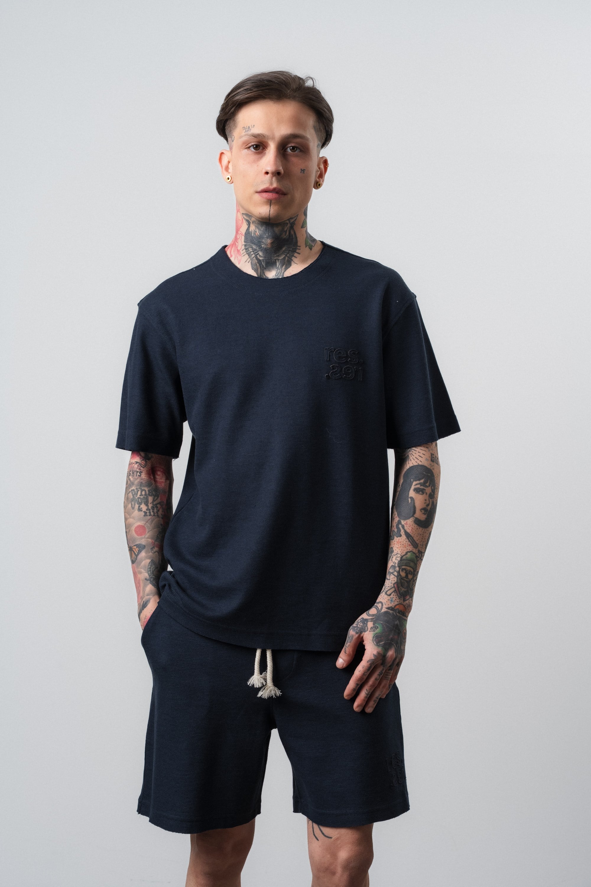 Erkek Pis Dikişli Regular Fit T-Shirt Lacivert