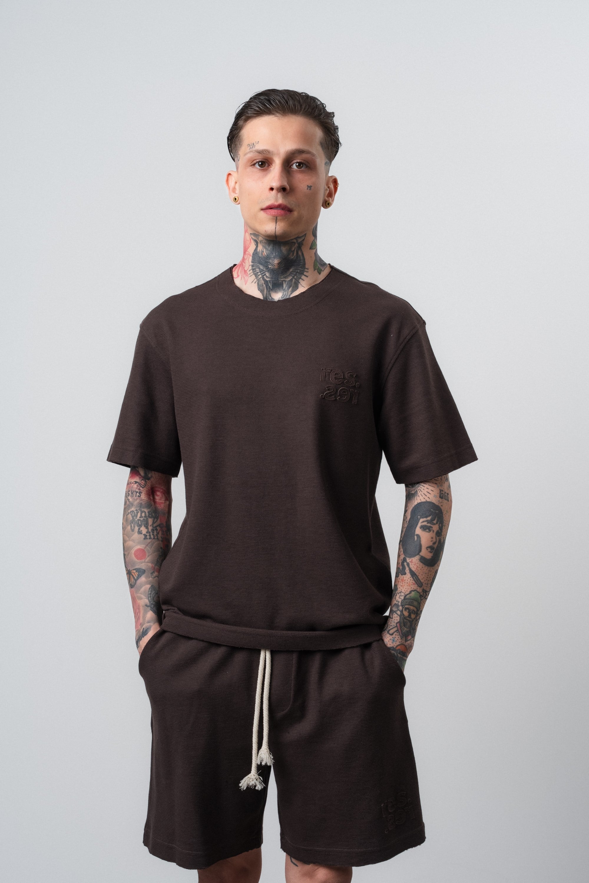 Erkek Pis Dikişli Regular Fit T-Shirt Kahve