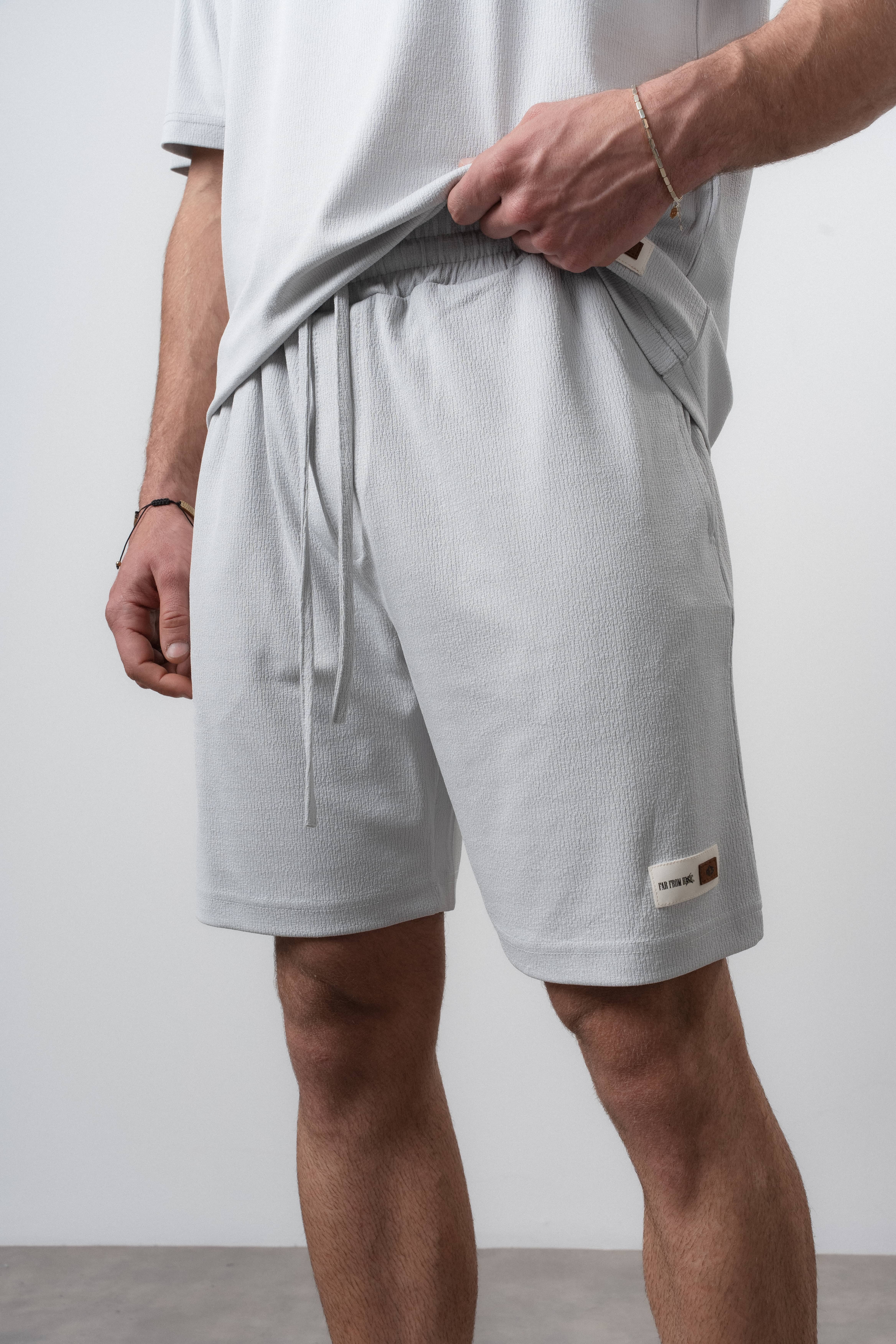 Erkek Polo Yaka Regular Fit T-Shirt Şort Takım Gri