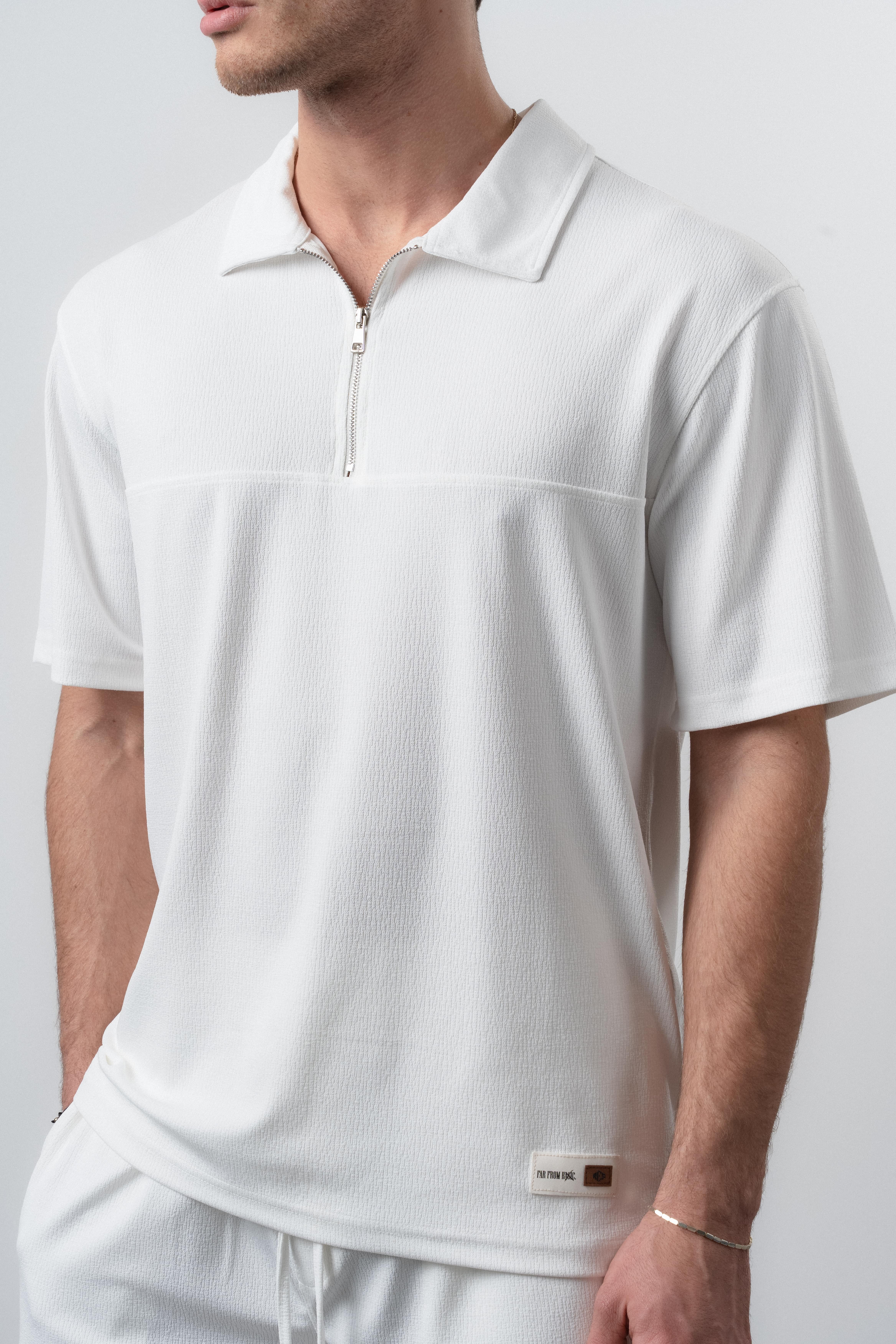 Erkek Polo Yaka Regular Fit T-Shirt Şort Takım Ekru