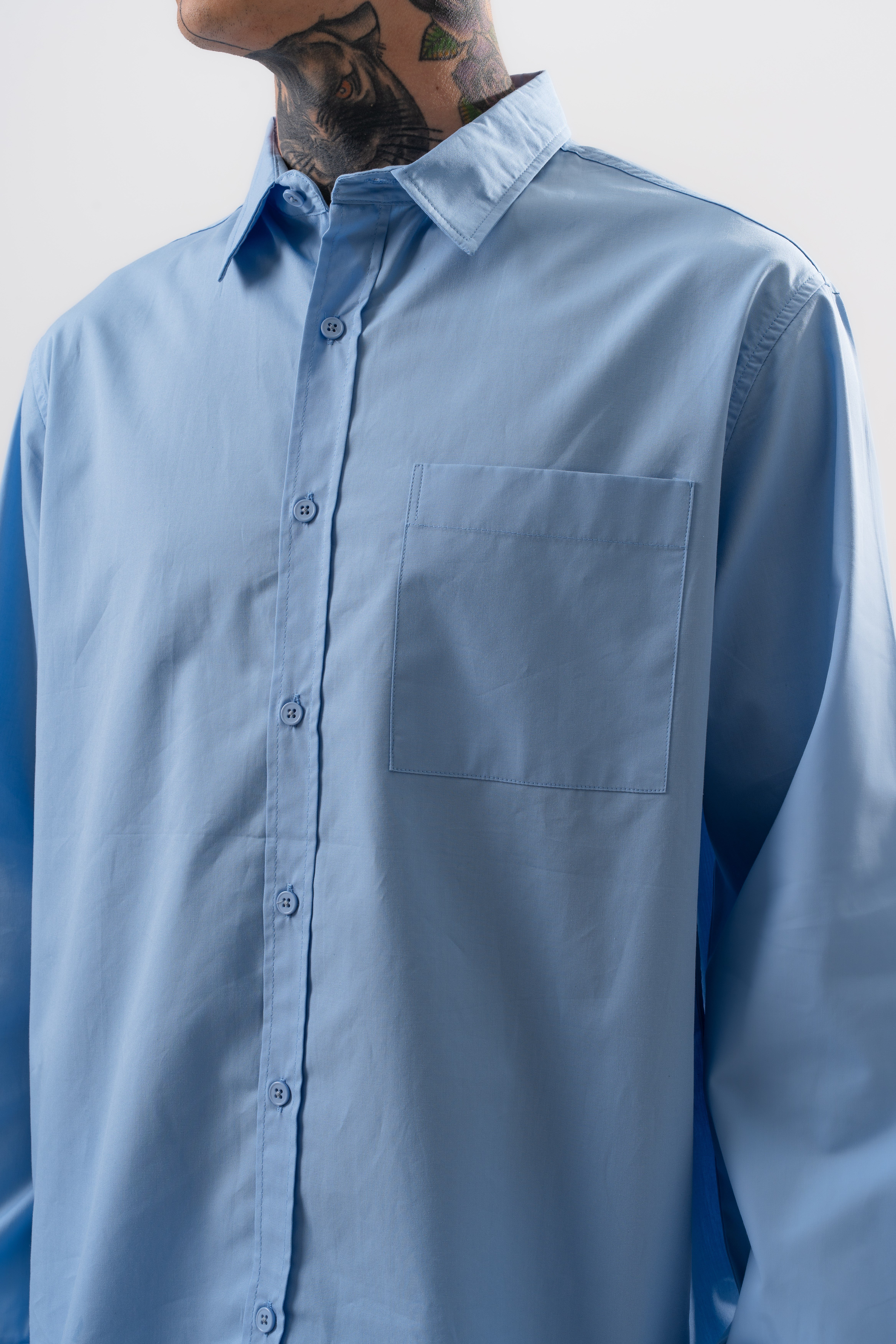 Erkek Poplin Oversize Gömlek Bebe Mavi