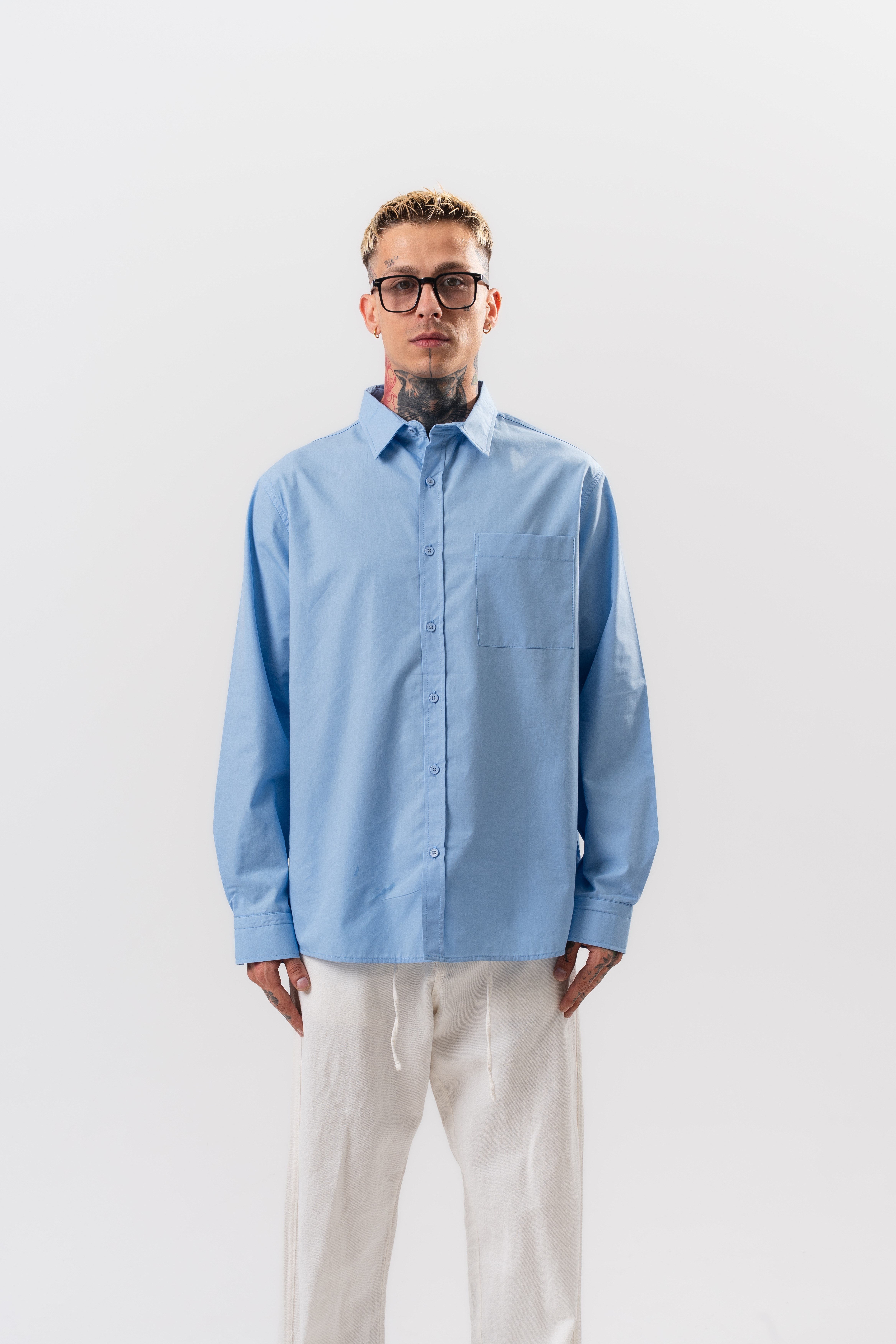 Erkek Poplin Oversize Gömlek Bebe Mavi