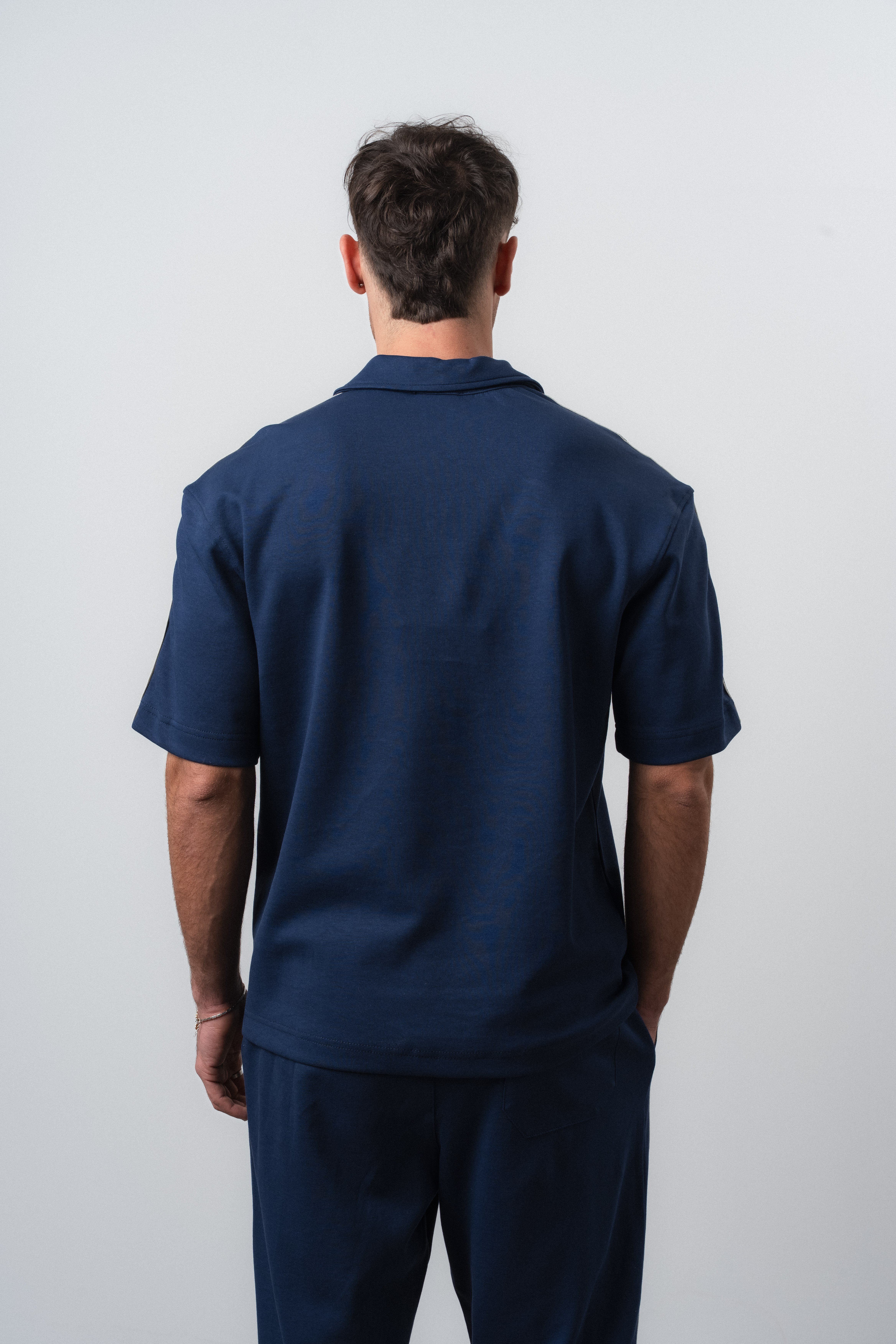 Erkek R Şerit Detaylı Regular Fit T-Shirt Lacivert