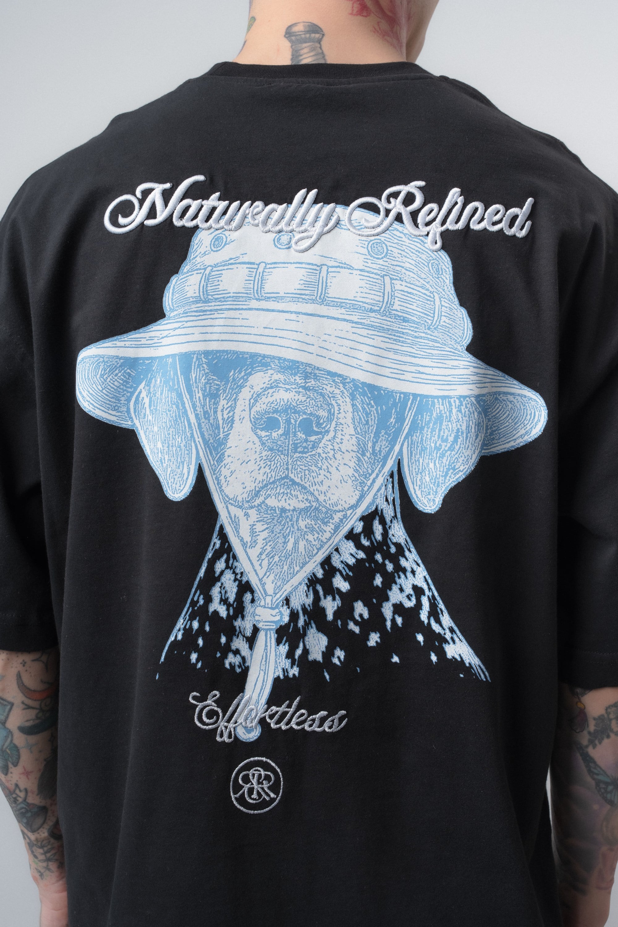 Erkek Refined Baskılı Oversize T-Shirt Siyah