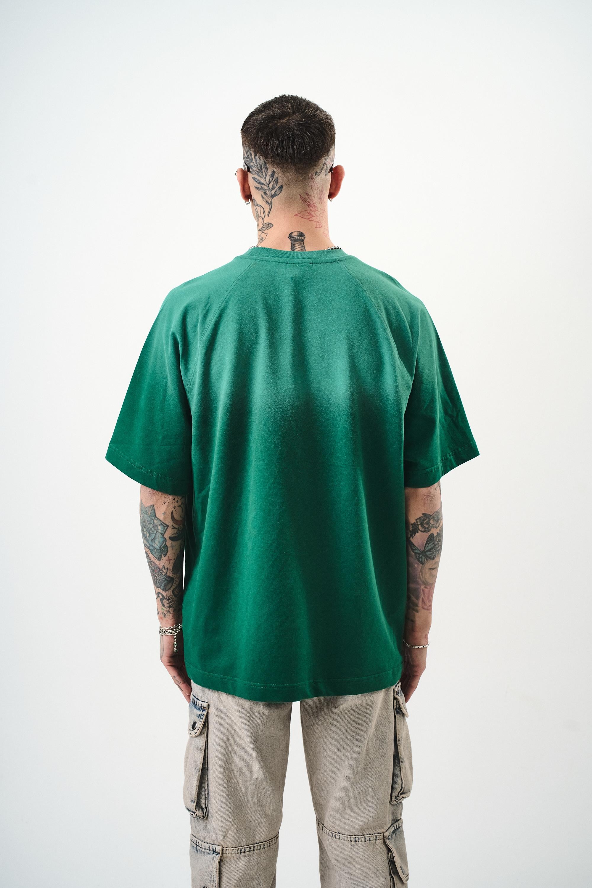 Erkek Res Studio Yazılı Oversize T-Shirt Nefti