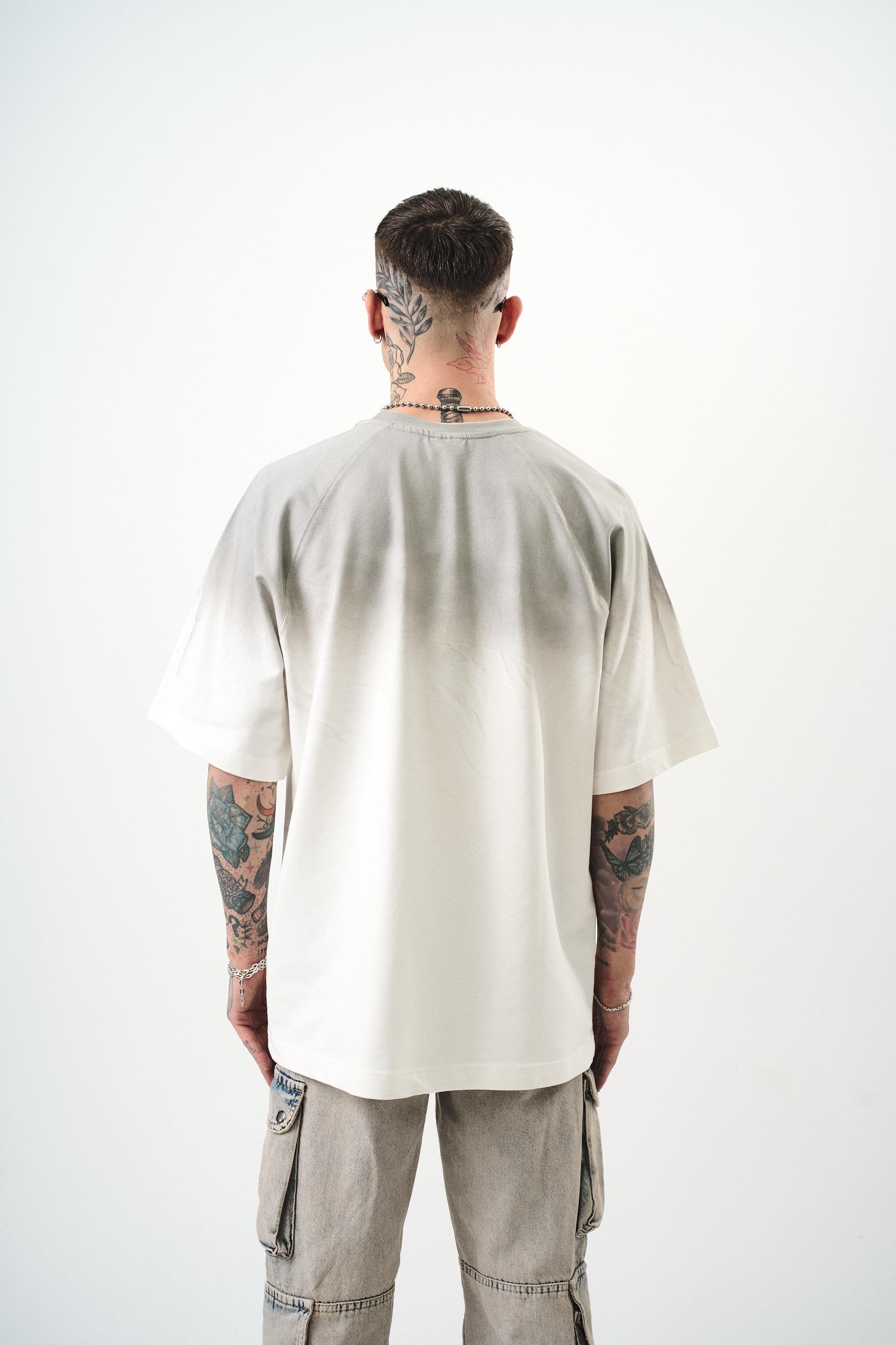 Erkek Res Studio Yazılı Oversize T-Shirt Ekru