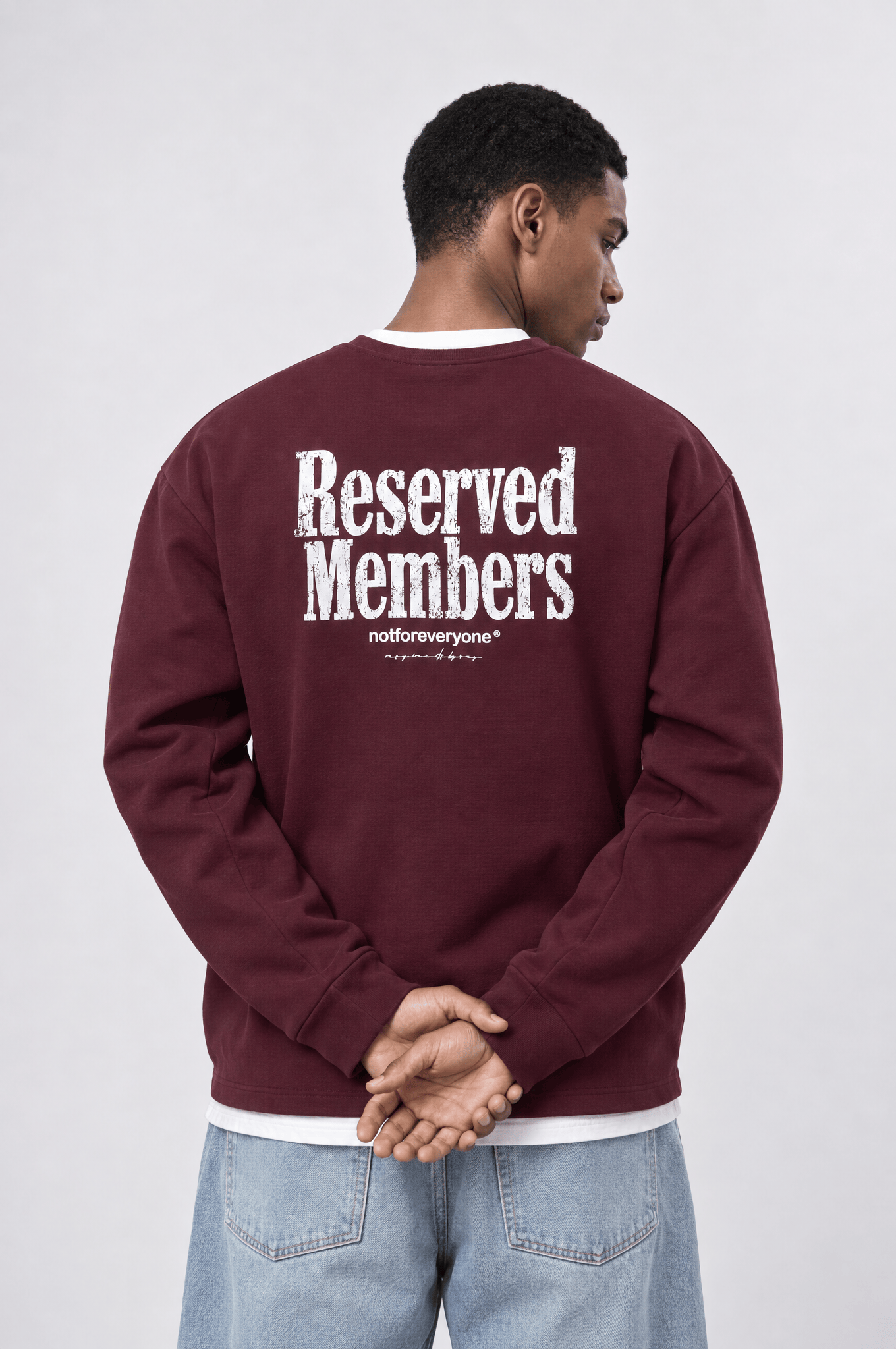 Erkek Reserved Members Baskılı Oversize Sweatshirt Bordo