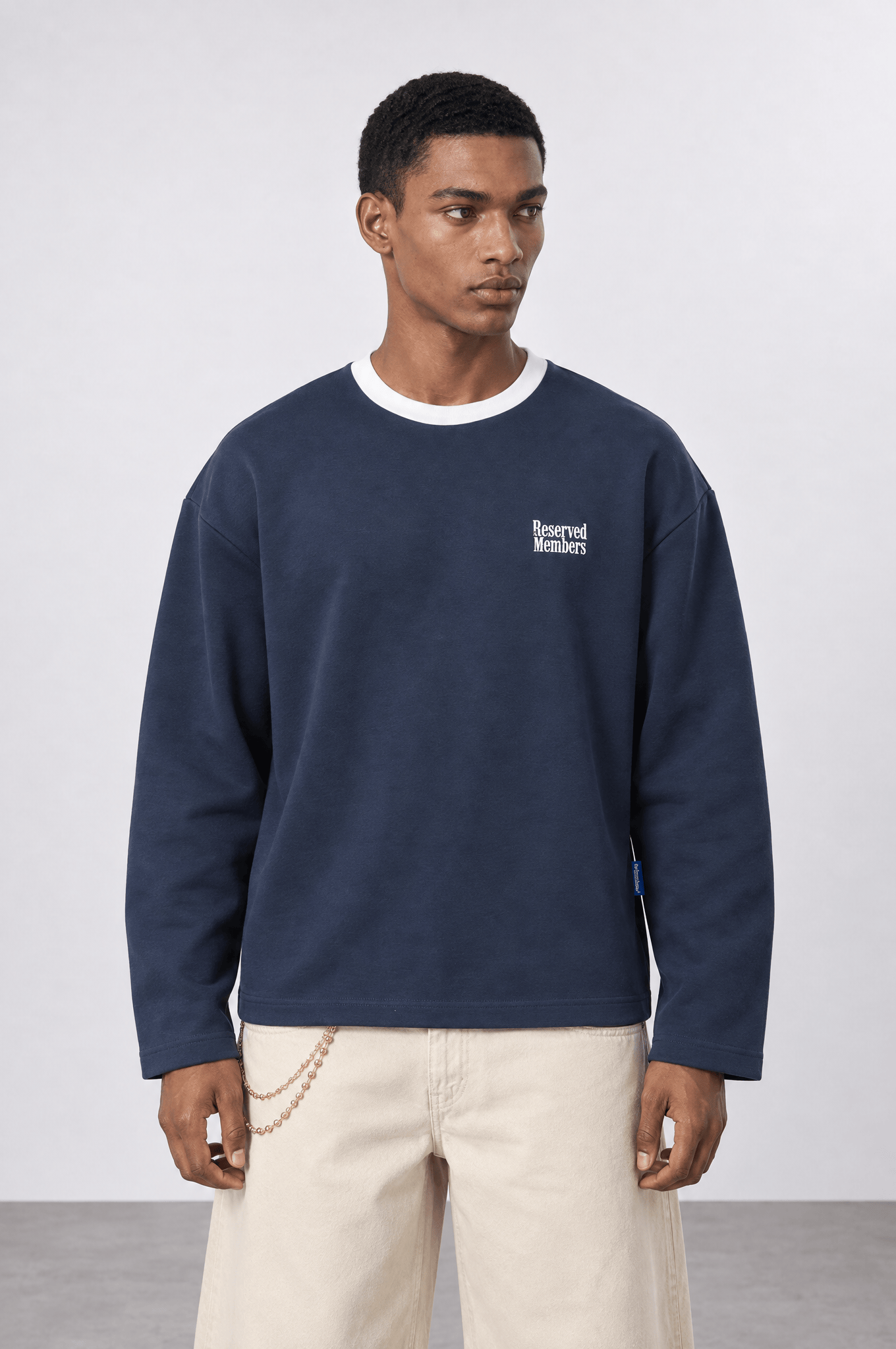 Erkek Reserved Members Baskılı Oversize Sweatshirt Petrol