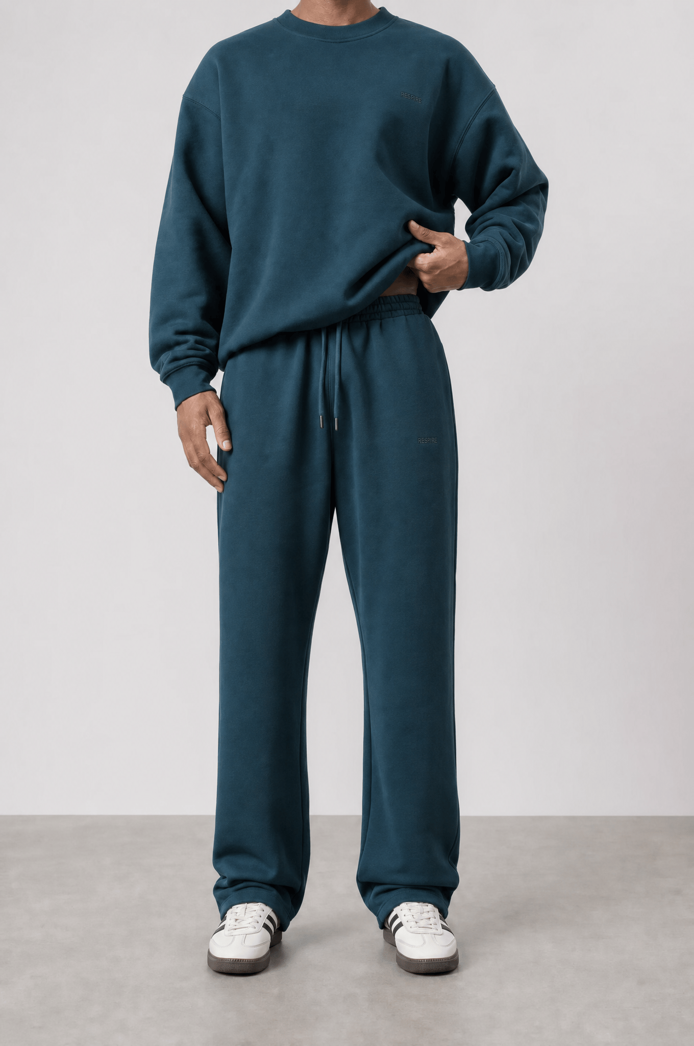 Erkek Respire Basic Baggy Eşofman Altı Zümrüt