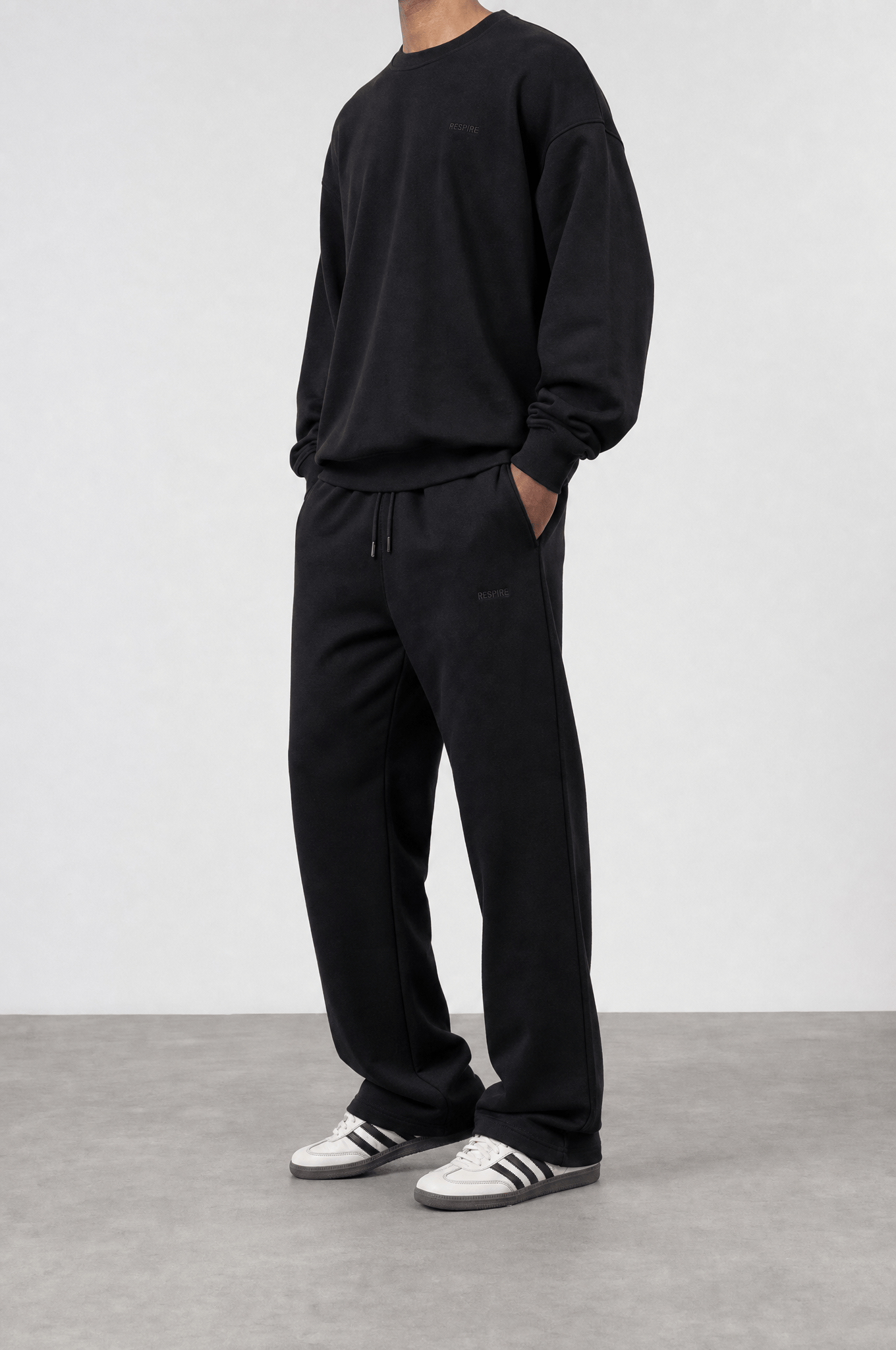 Erkek Respire Basic Baggy Eşofman Altı Siyah