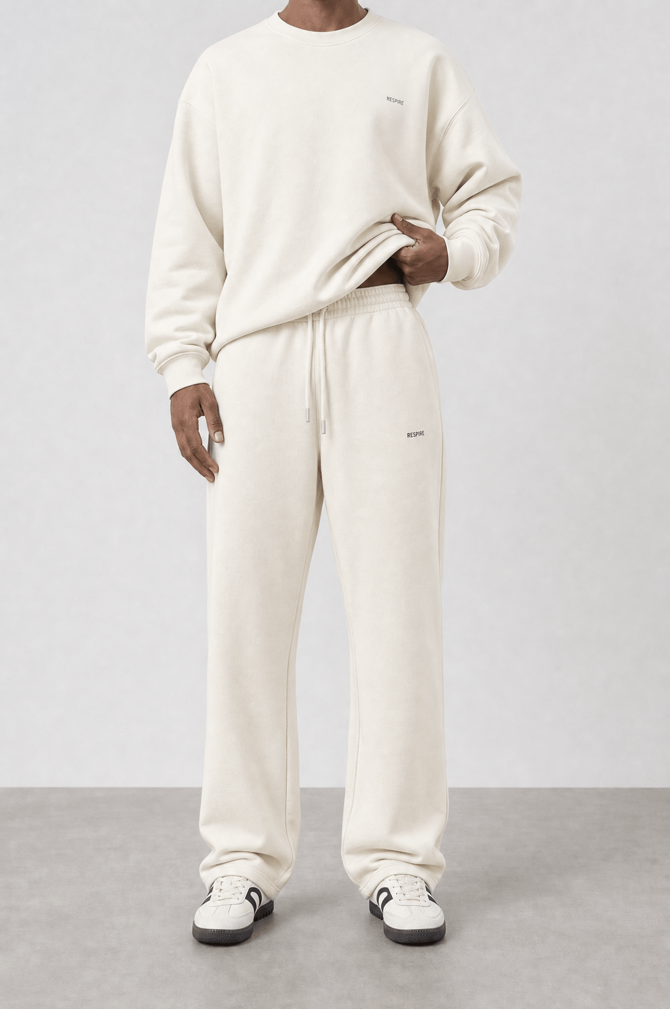 Erkek Respire Basic Baggy Eşofman Altı Ekru
