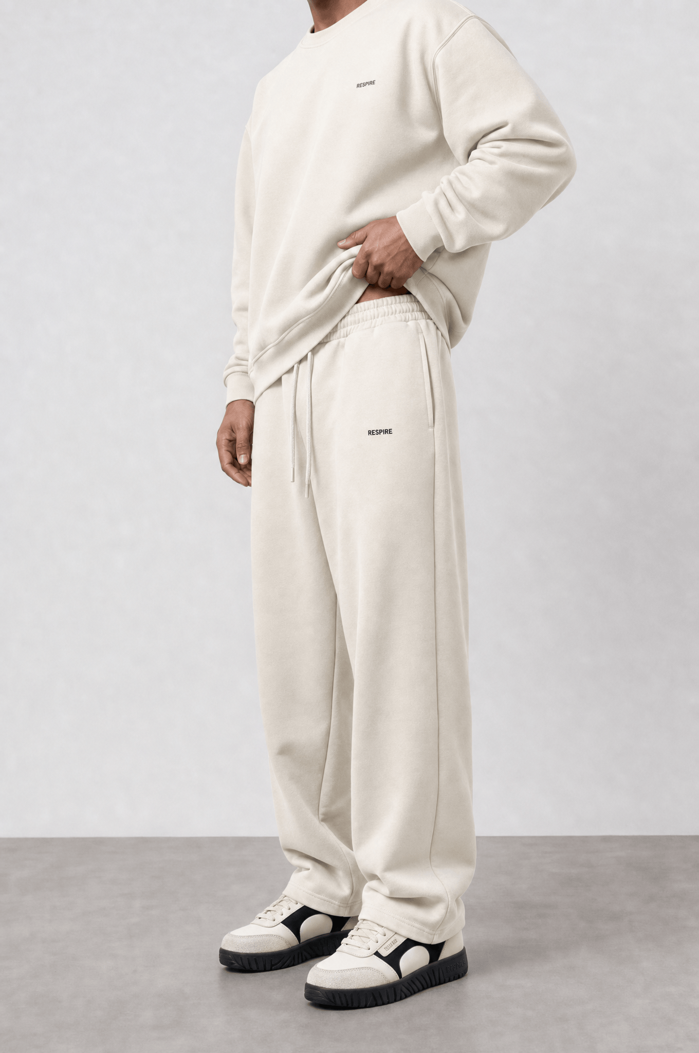Erkek Respire Basic Baggy Eşofman Altı Ekru