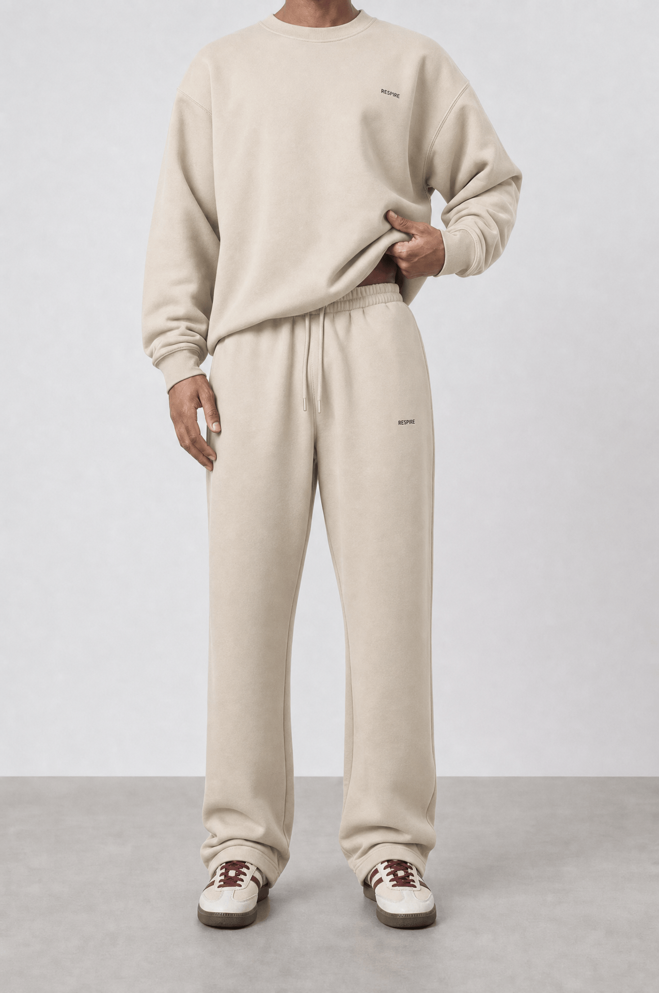 Erkek Respire Basic Baggy Eşofman Altı Bej