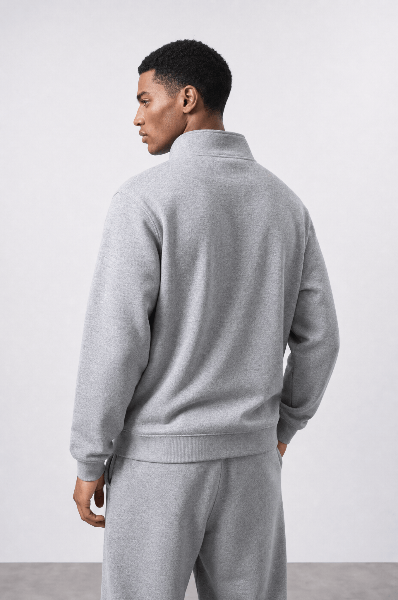Erkek Respire Basic Half Zip Oversize Sweatshirt Gri Melanj