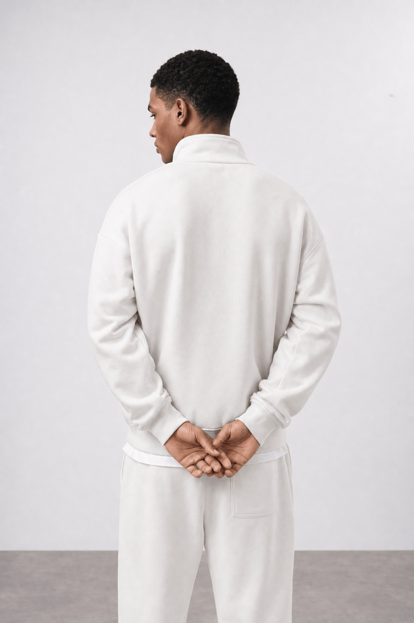 Erkek Respire Basic Half Zip Oversize Sweatshirt Ekru