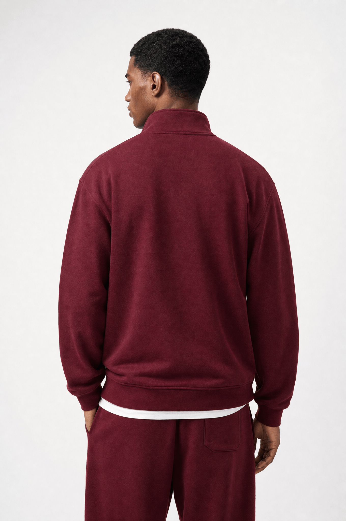 Erkek Respire Basic Half Zip Oversize Sweatshirt Bordo