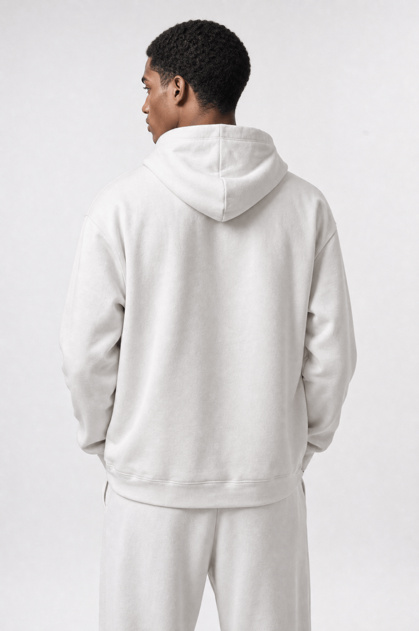 Erkek Respire Basic Oversize Hoodie Ekru