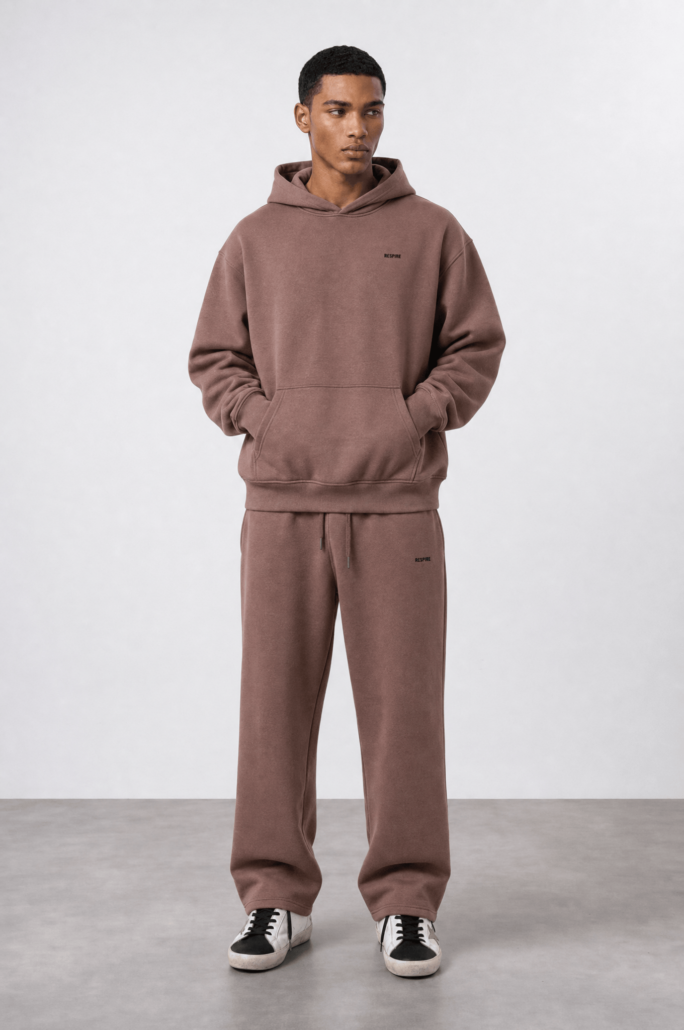 Erkek Respire Basic Oversize Hoodie Kakao