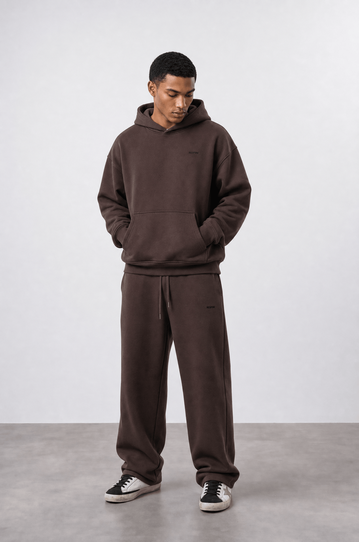 Erkek Respire Basic Oversize Hoodie Kahve