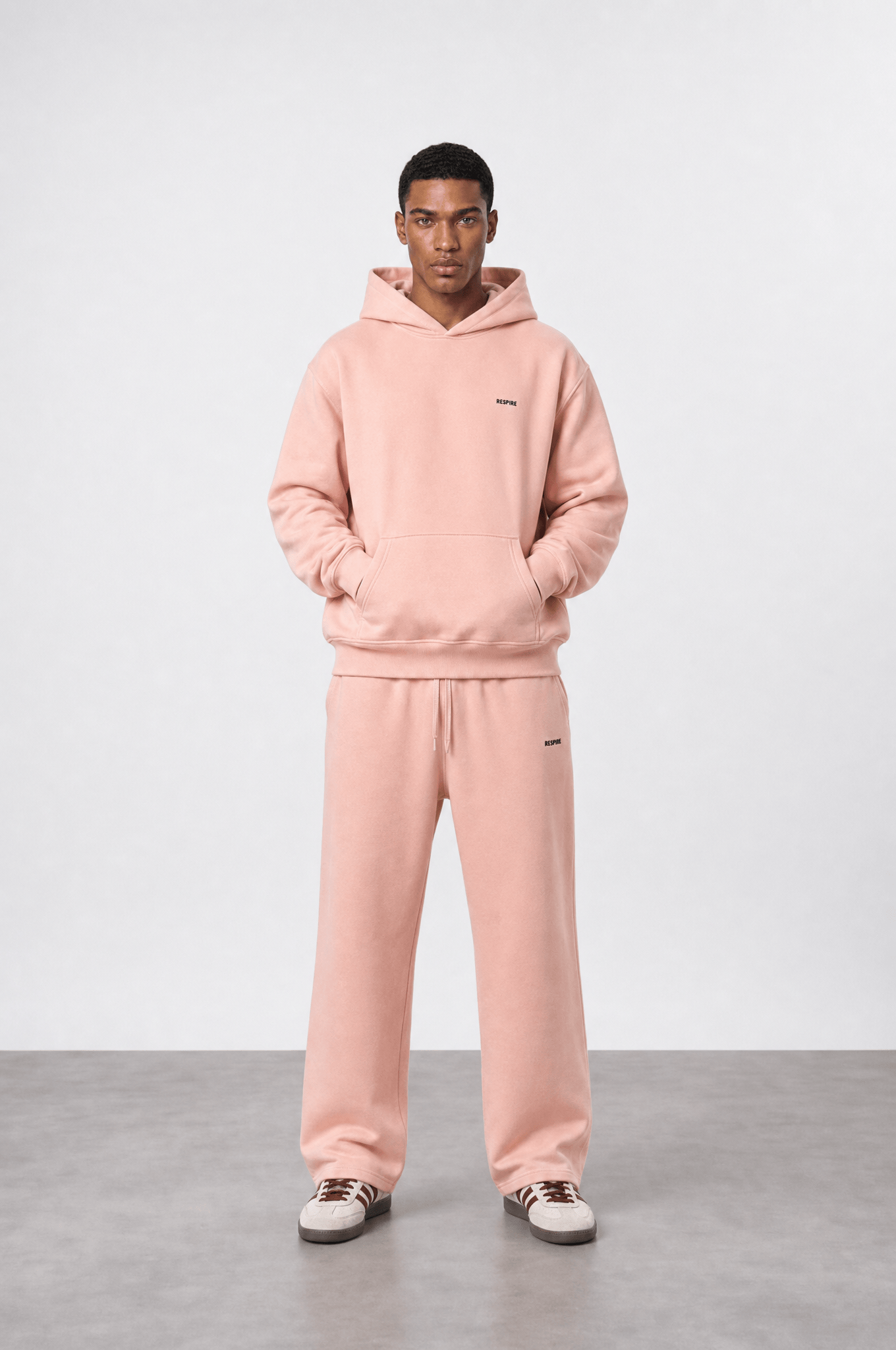 Erkek Respire Basic Oversize Hoodie Pembe