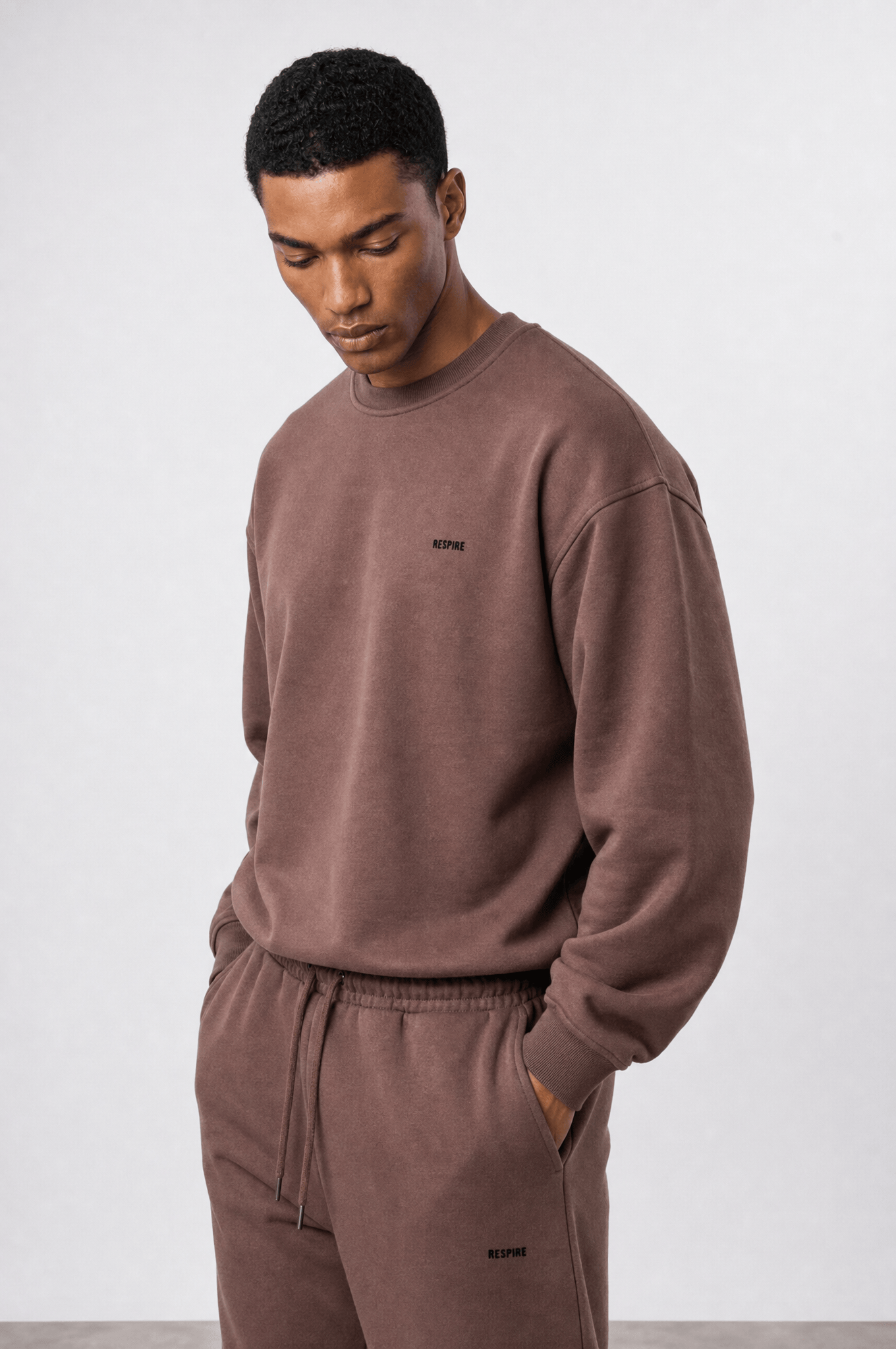 Erkek Respire Basic Oversize Sweatshirt Kakao
