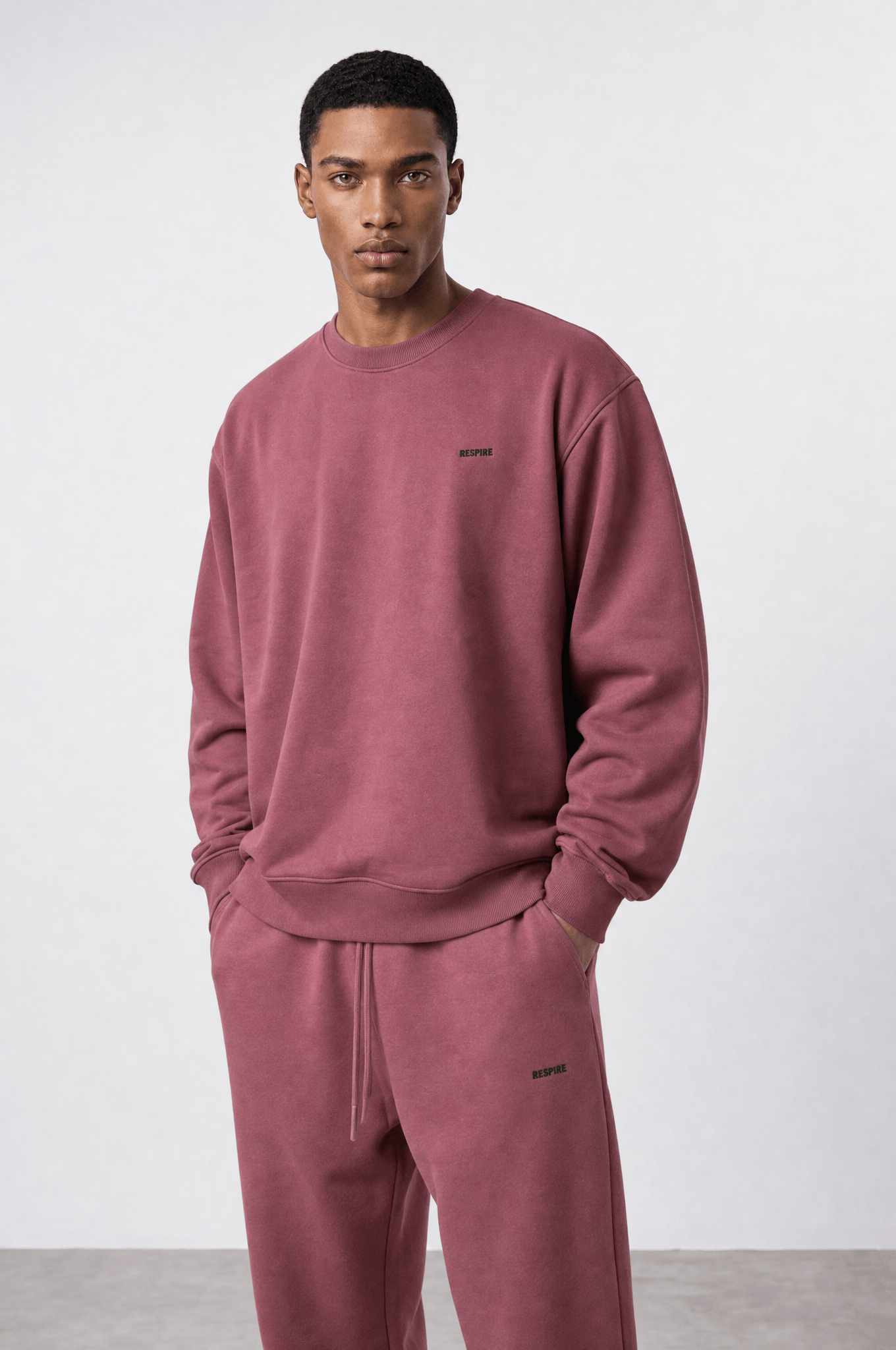 Erkek Respire Basic Oversize Sweatshirt Gül