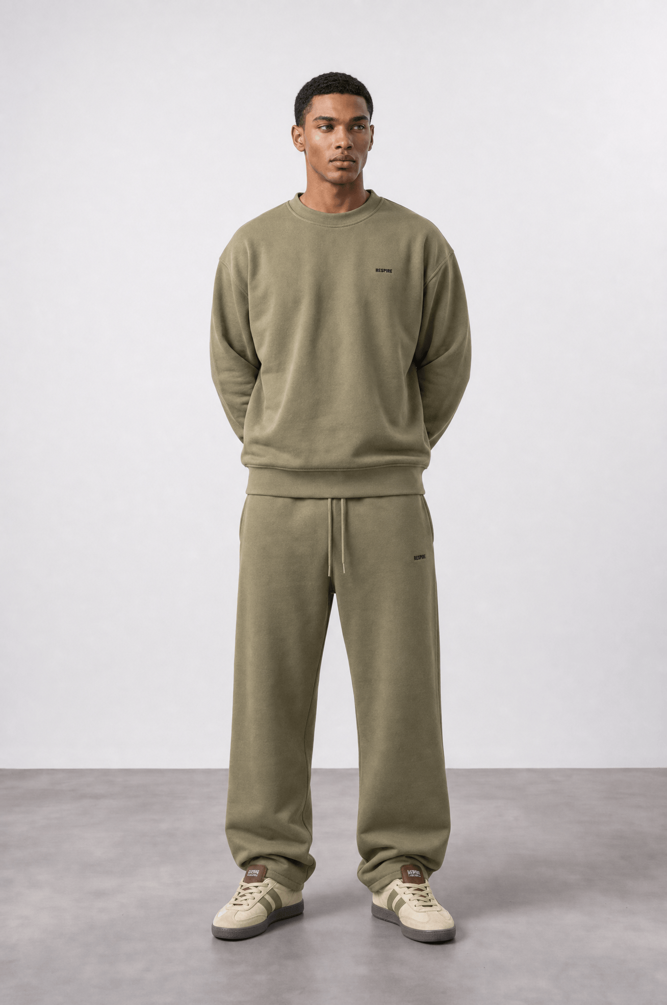 Erkek Respire Basic Oversize Sweatshirt Haki