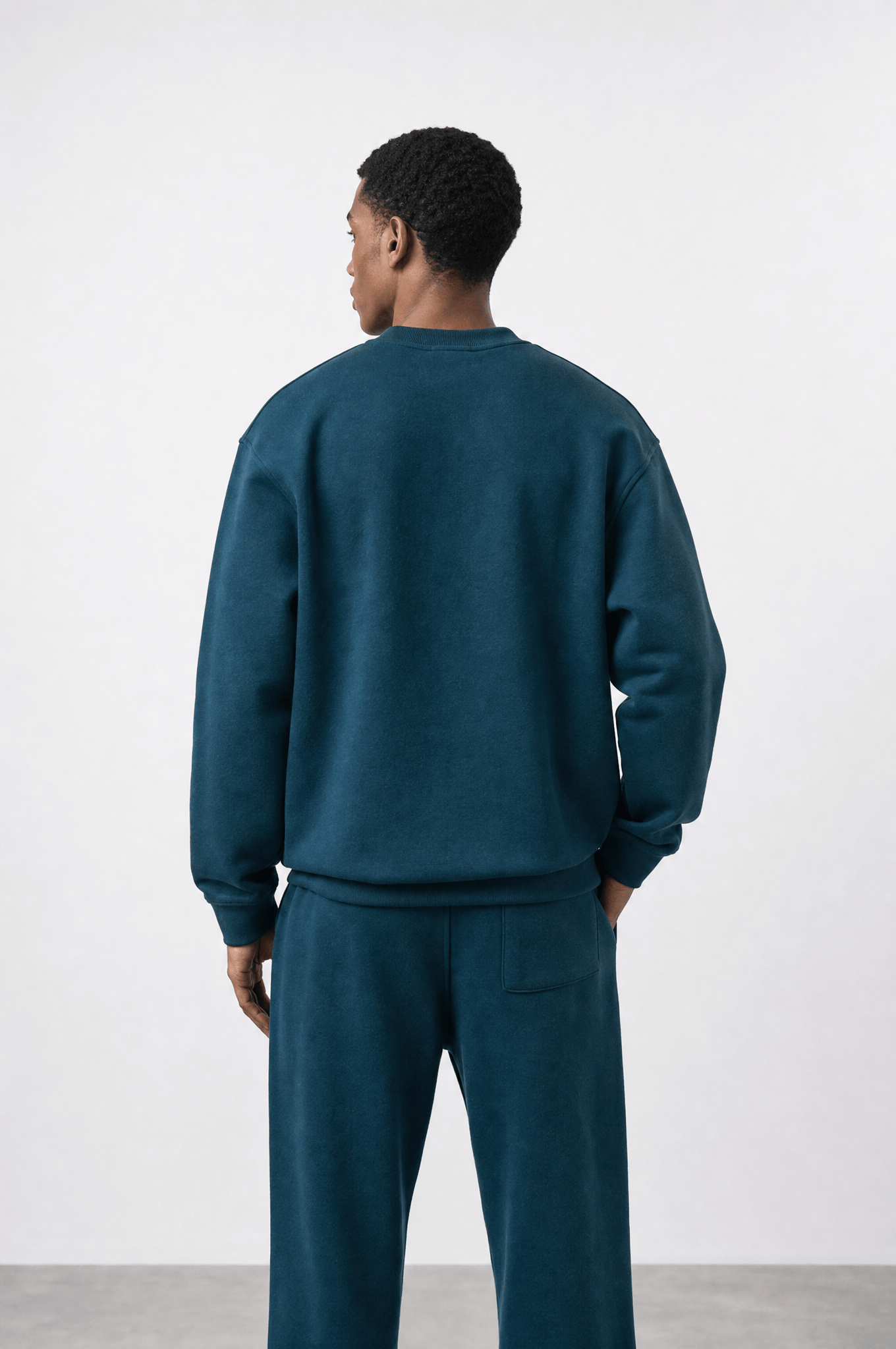 Erkek Respire Basic Oversize Sweatshirt Zümrüt