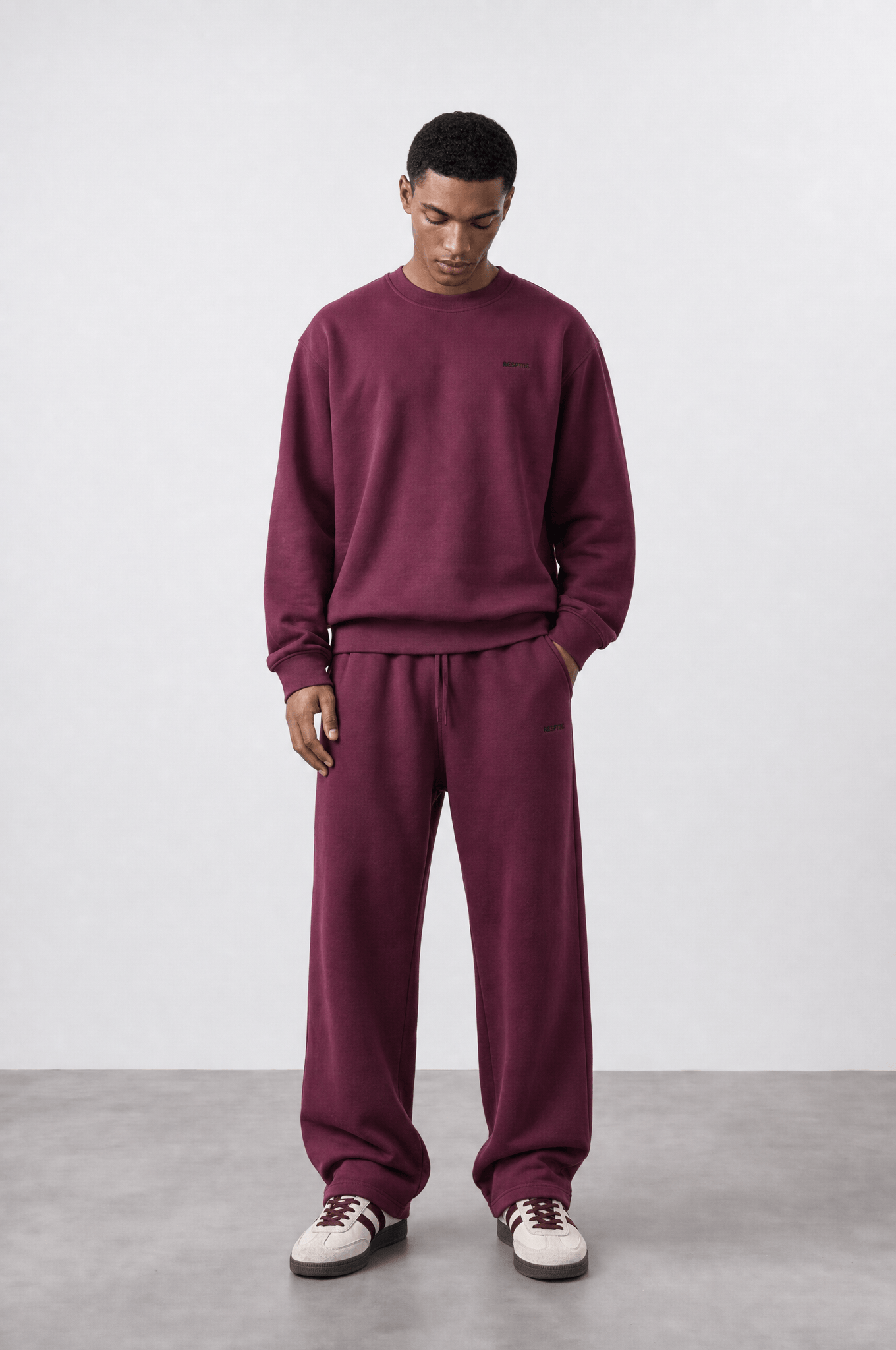 Erkek Respire Basic Oversize Sweatshirt Vişne