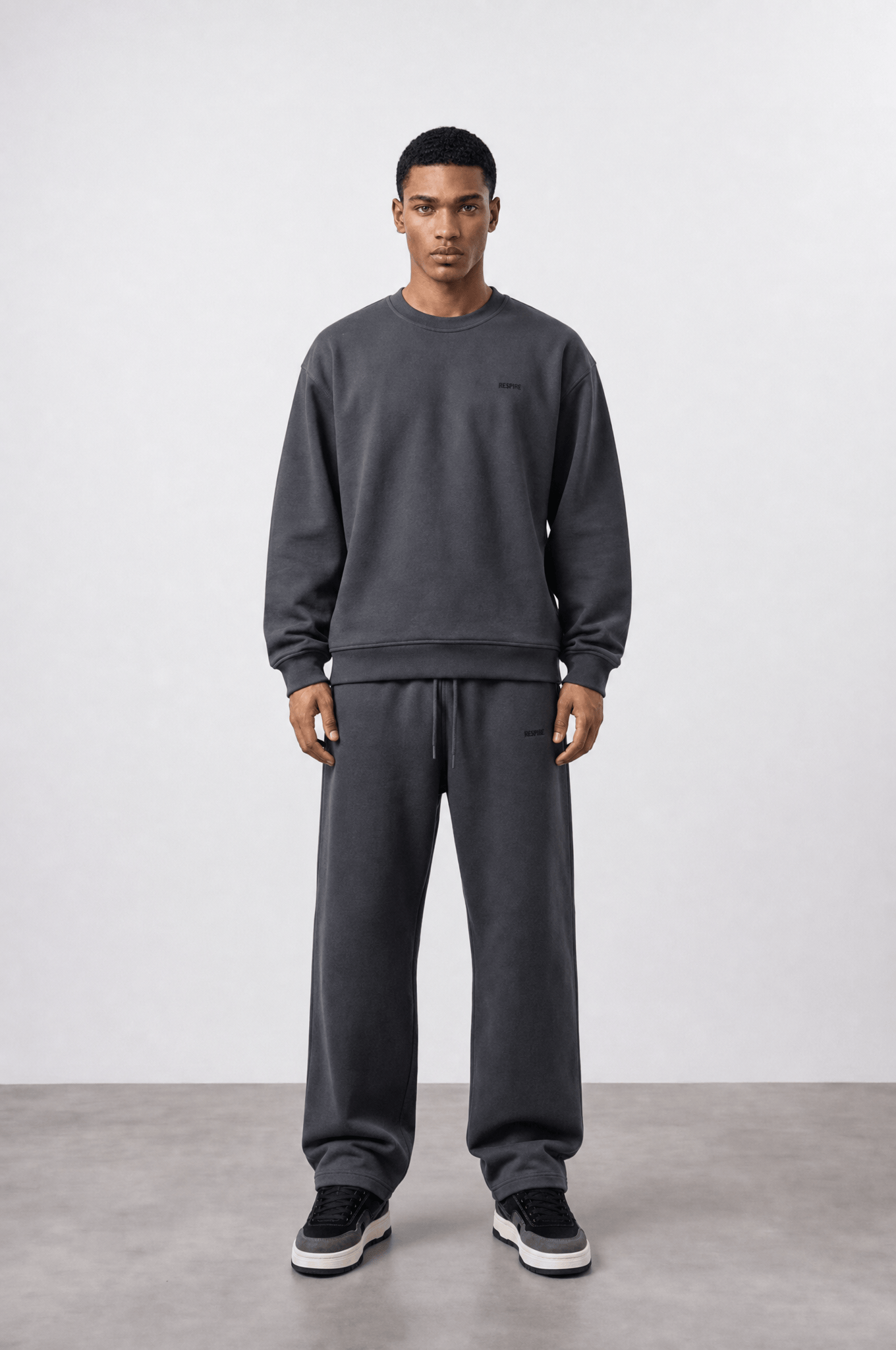 Erkek Respire Basic Oversize Sweatshirt Füme