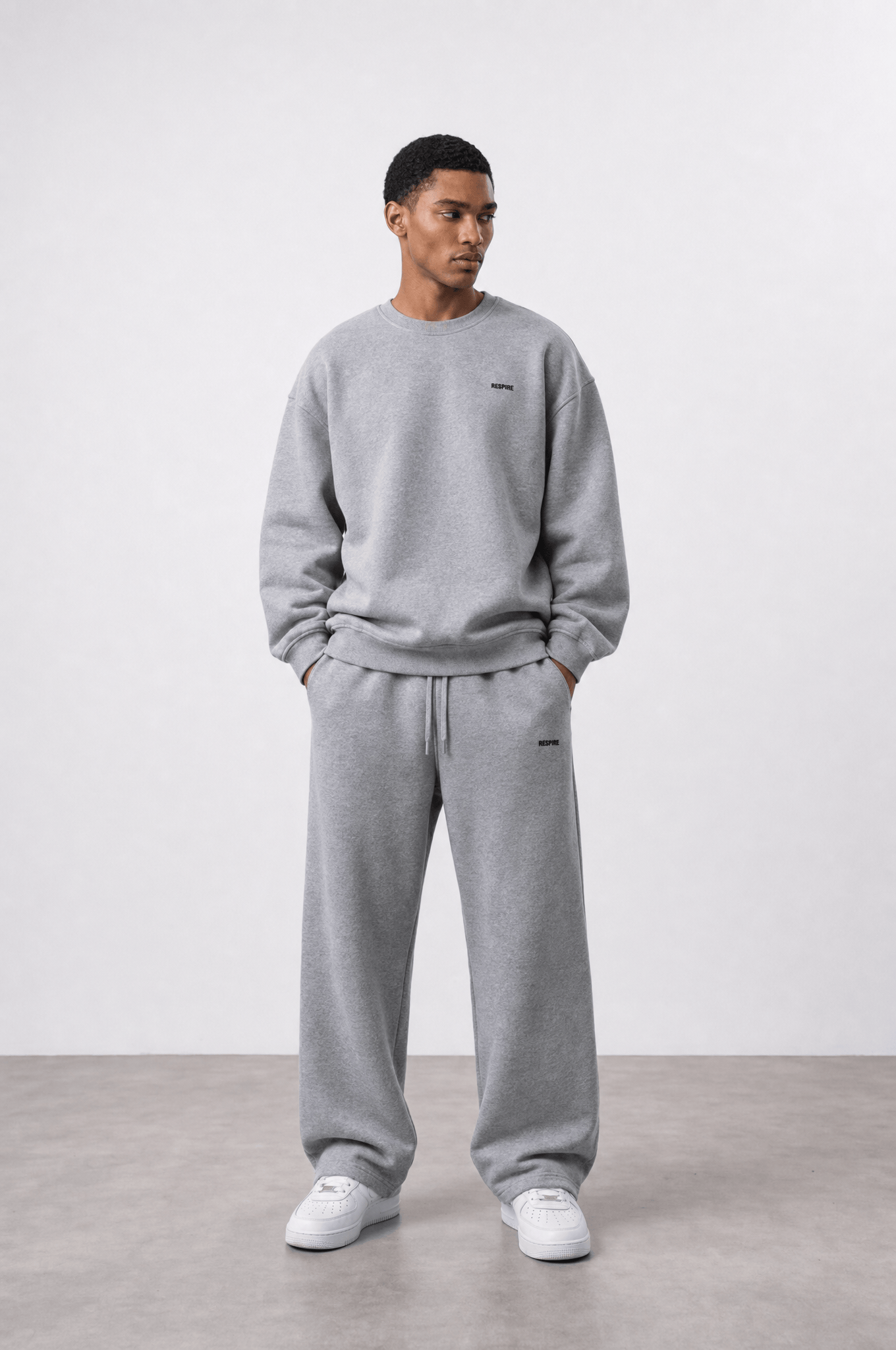 Erkek Respire Basic Oversize Sweatshirt Gri Melanj